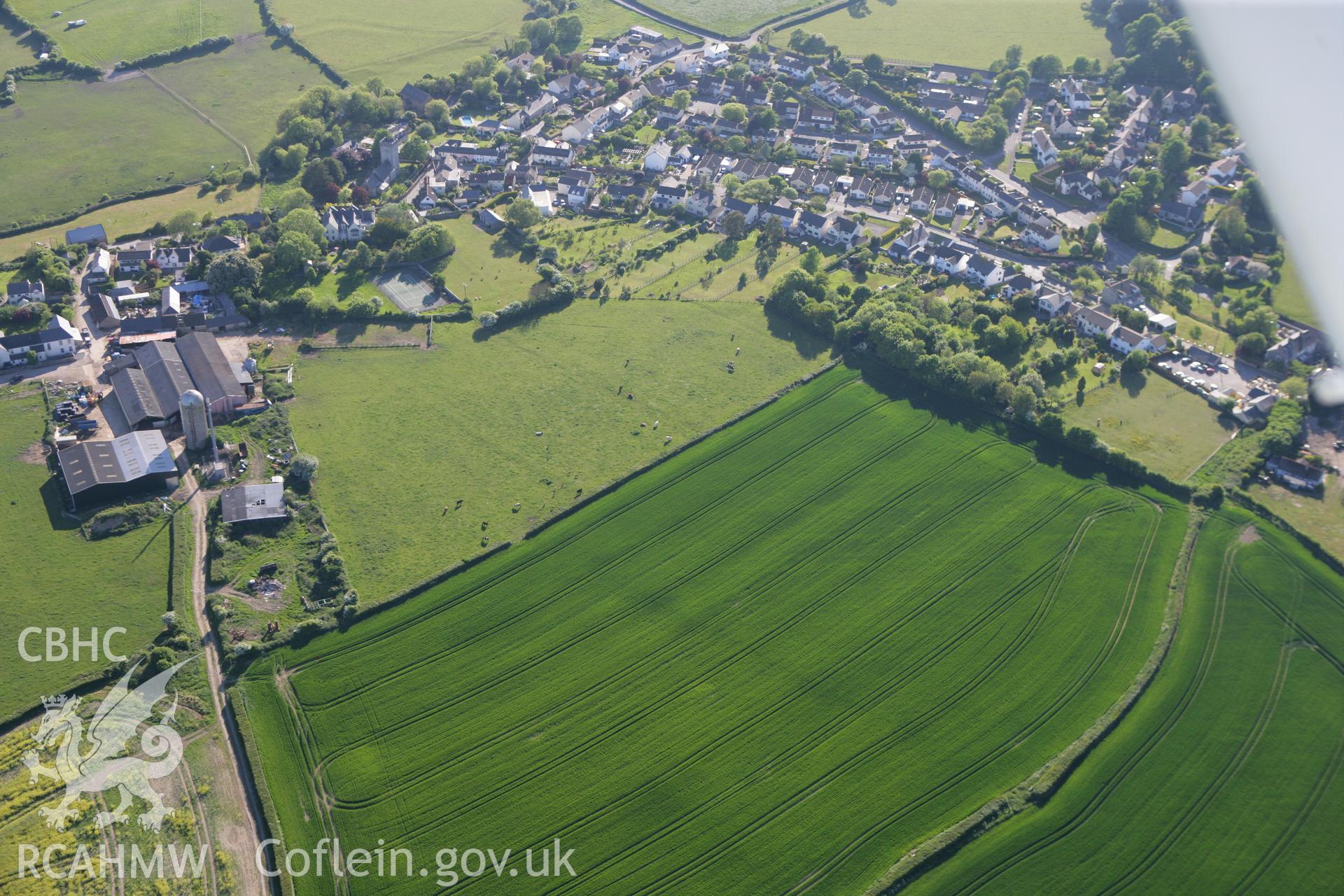 RCAHMW colour oblique photograph of Llanmaes prehistoric settlement and hoard site. Taken by Toby Driver on 24/05/2010.