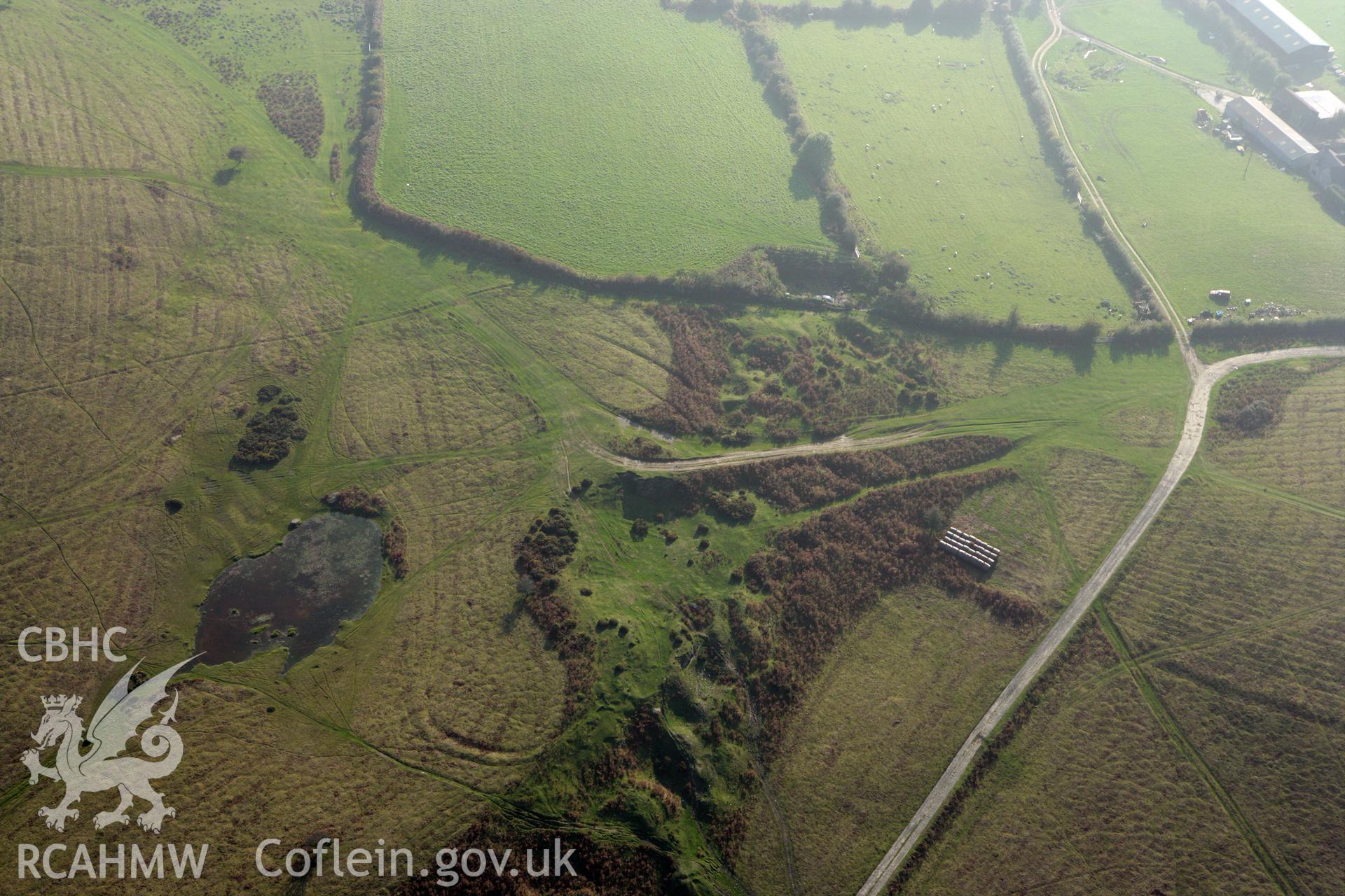 RCAHMW colour oblique photograph of Pentre Jack Settlement. Taken by Toby Driver on 13/10/2010.