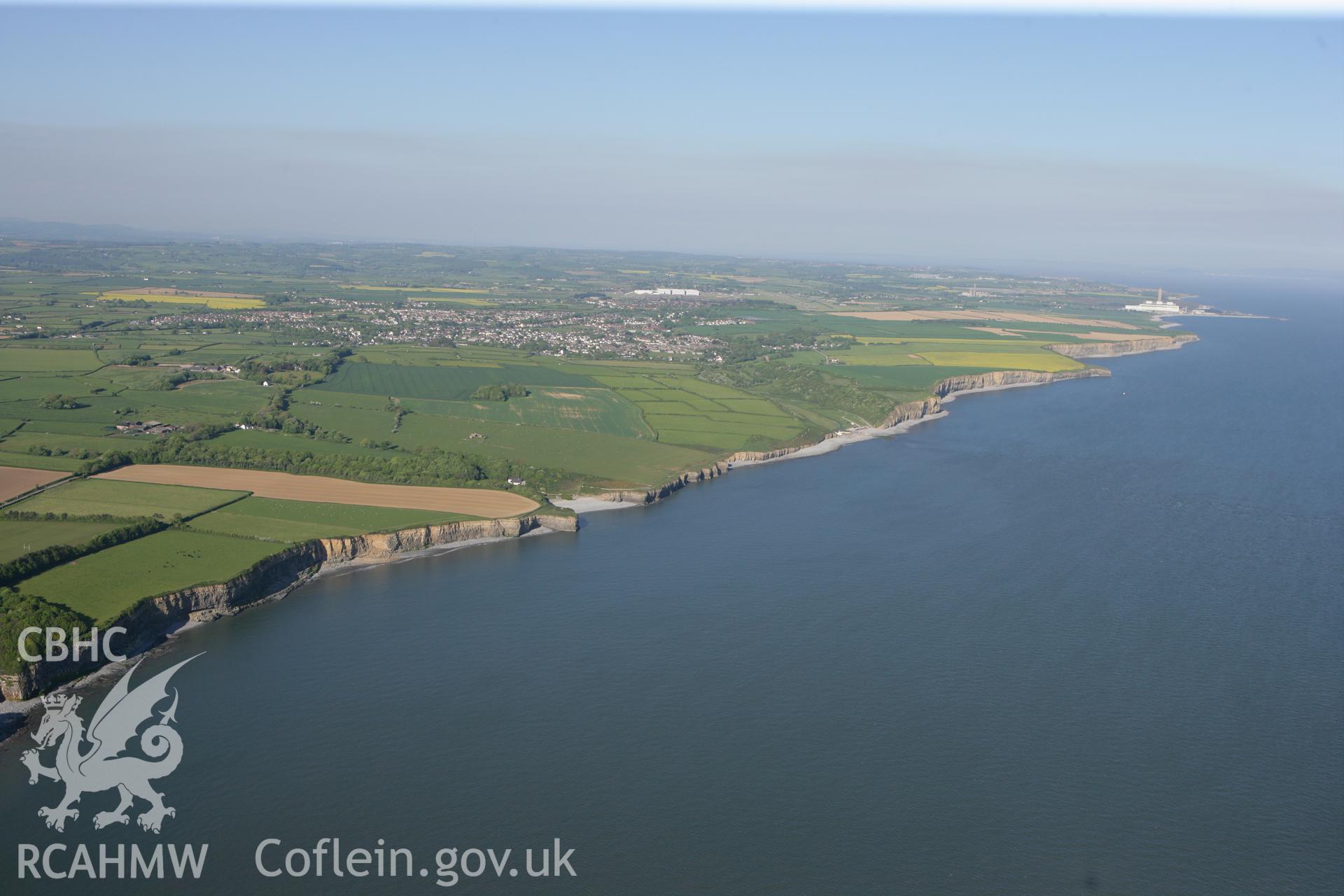 RCAHMW colour oblique photograph of Llantwit Major, view from the north-east over Tresilian Bay. Taken by Toby Driver on 24/05/2010.