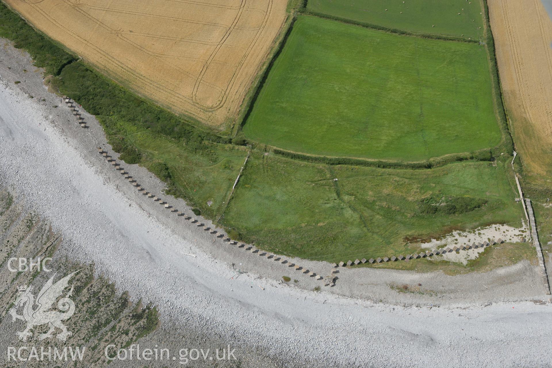 RCAHMW colour oblique photograph of Limpert Bay anti-invasion defences (Pillbox, Gileston). Taken by Toby Driver on 29/07/2010.