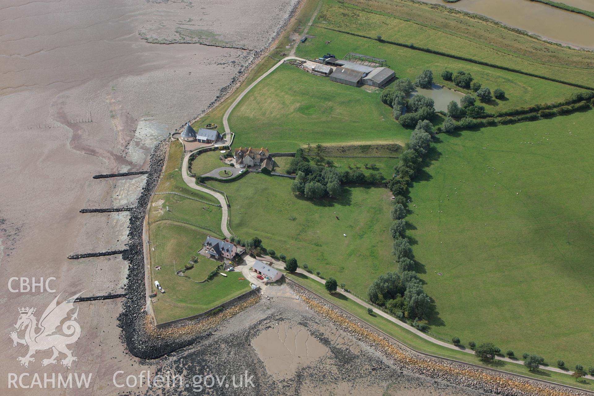 RCAHMW colour oblique photograph of Goldcliff Priory (Priory of St. Mary Magdalene, Benedictine). Taken by Toby Driver on 29/07/2010.