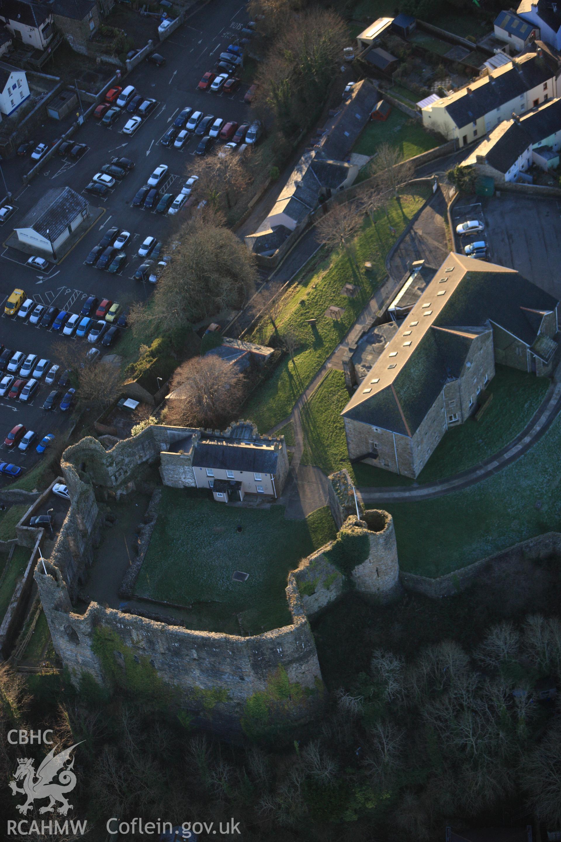 RCAHMW colour oblique photograph of Haverfordwest Castle. Taken by Toby Driver on 08/12/2010.