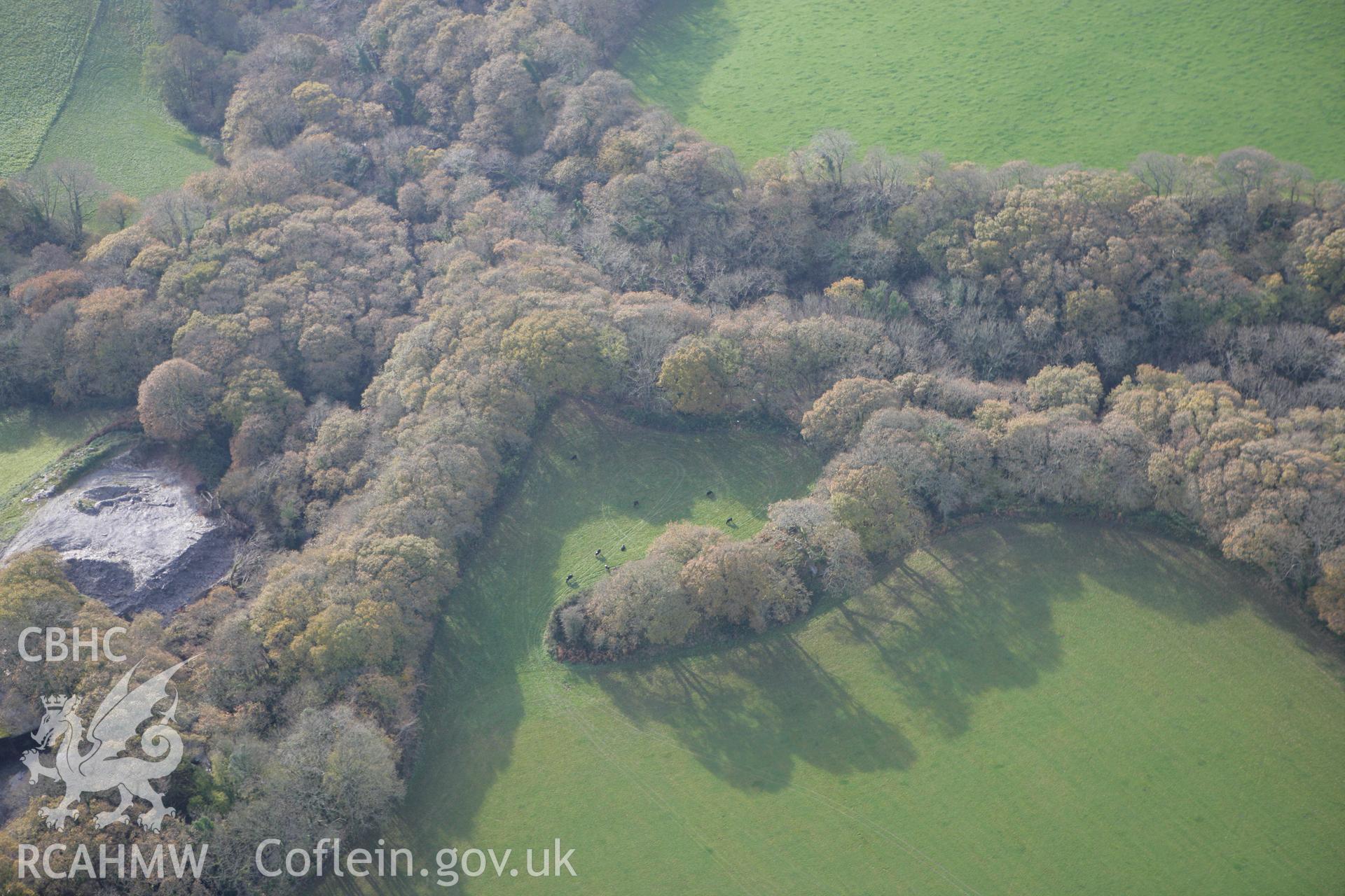 RCAHMW colour oblique photograph of Castell Trefach, Nevern. Taken by Toby Driver on 16/11/2010.