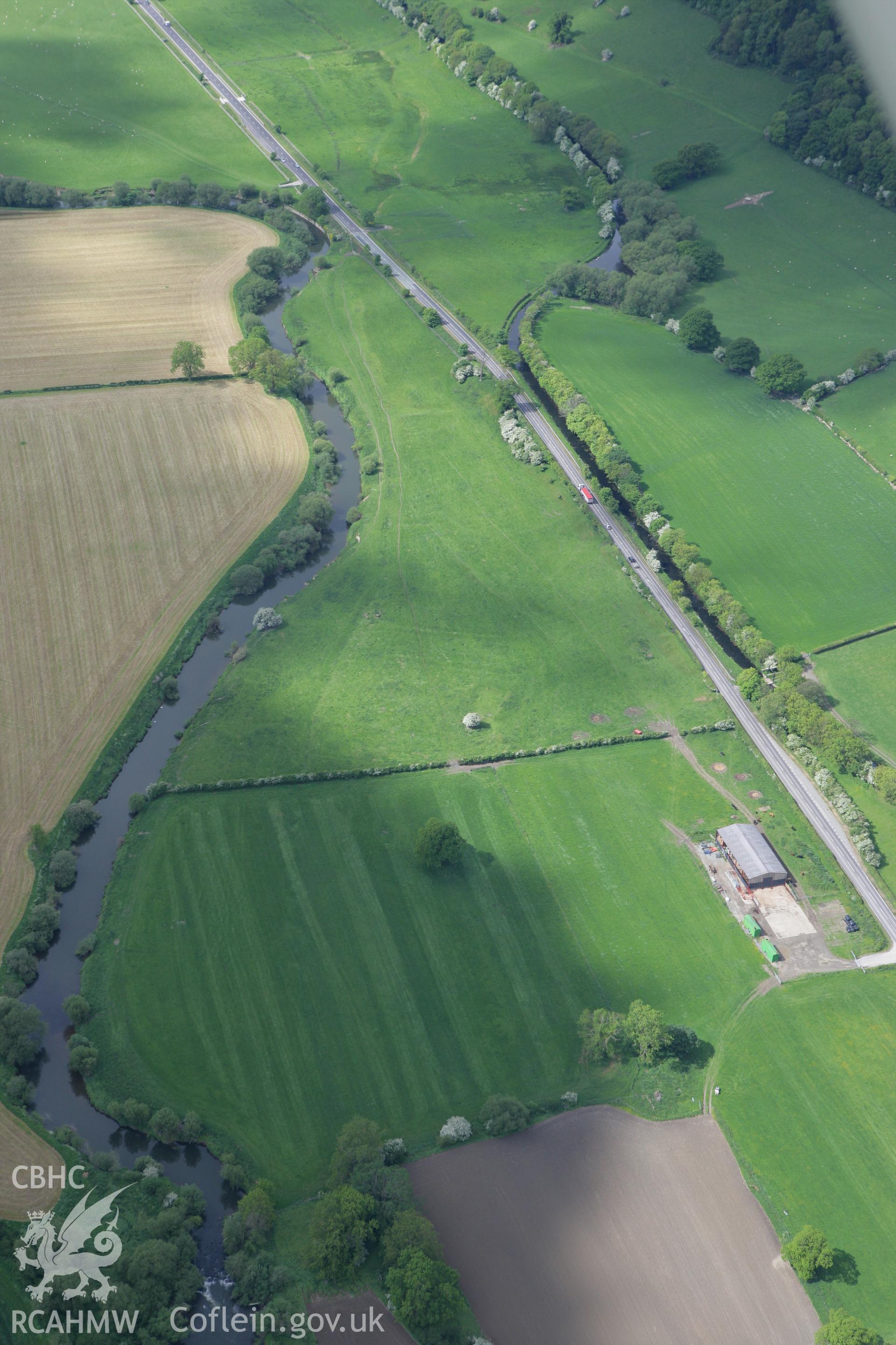 RCAHMW colour oblique photograph of Strata Marcella Abbey. Taken by Toby Driver on 27/05/2010.