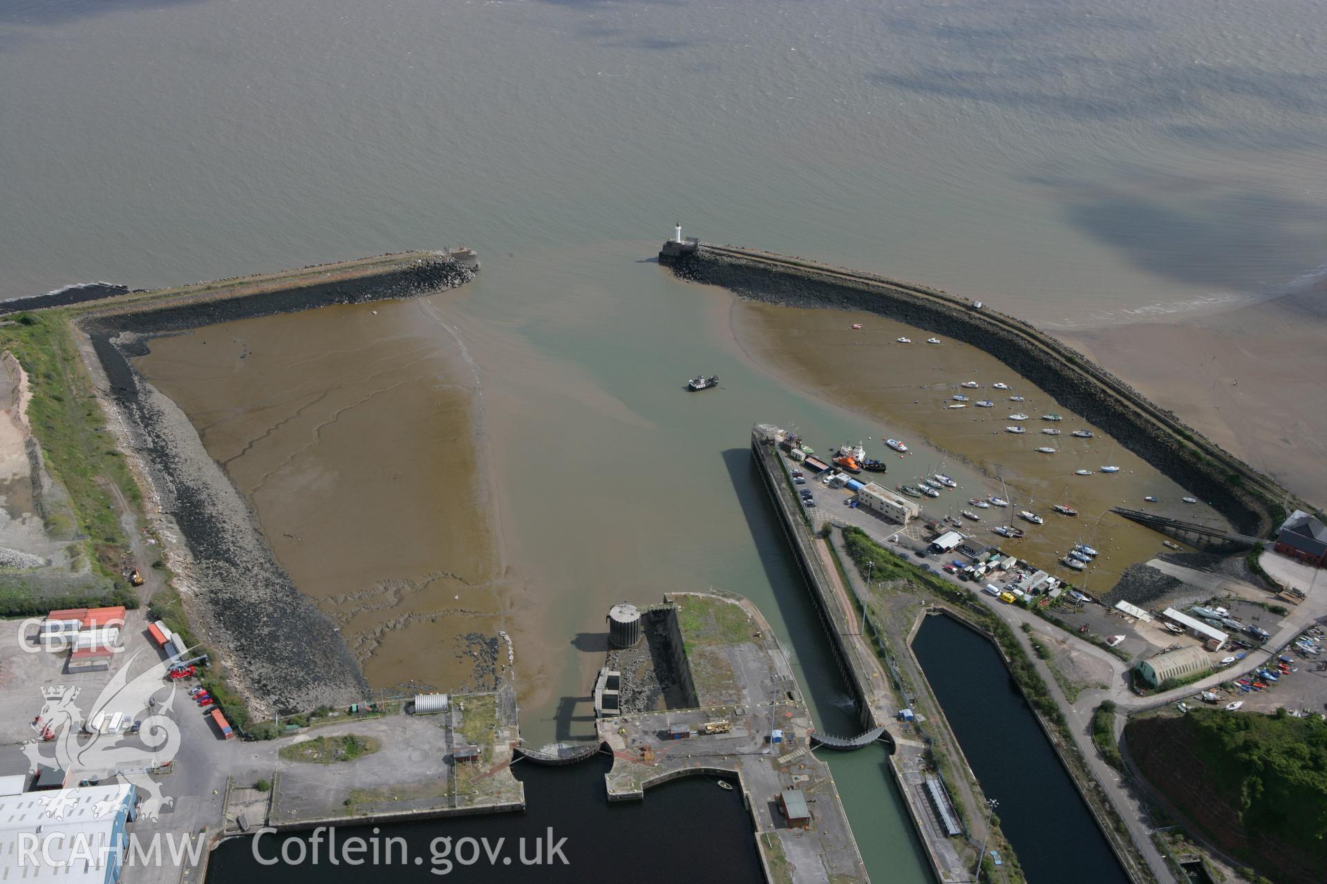 RCAHMW colour oblique photograph of Barry Docks, Barry. Taken by Toby Driver on 29/07/2010.