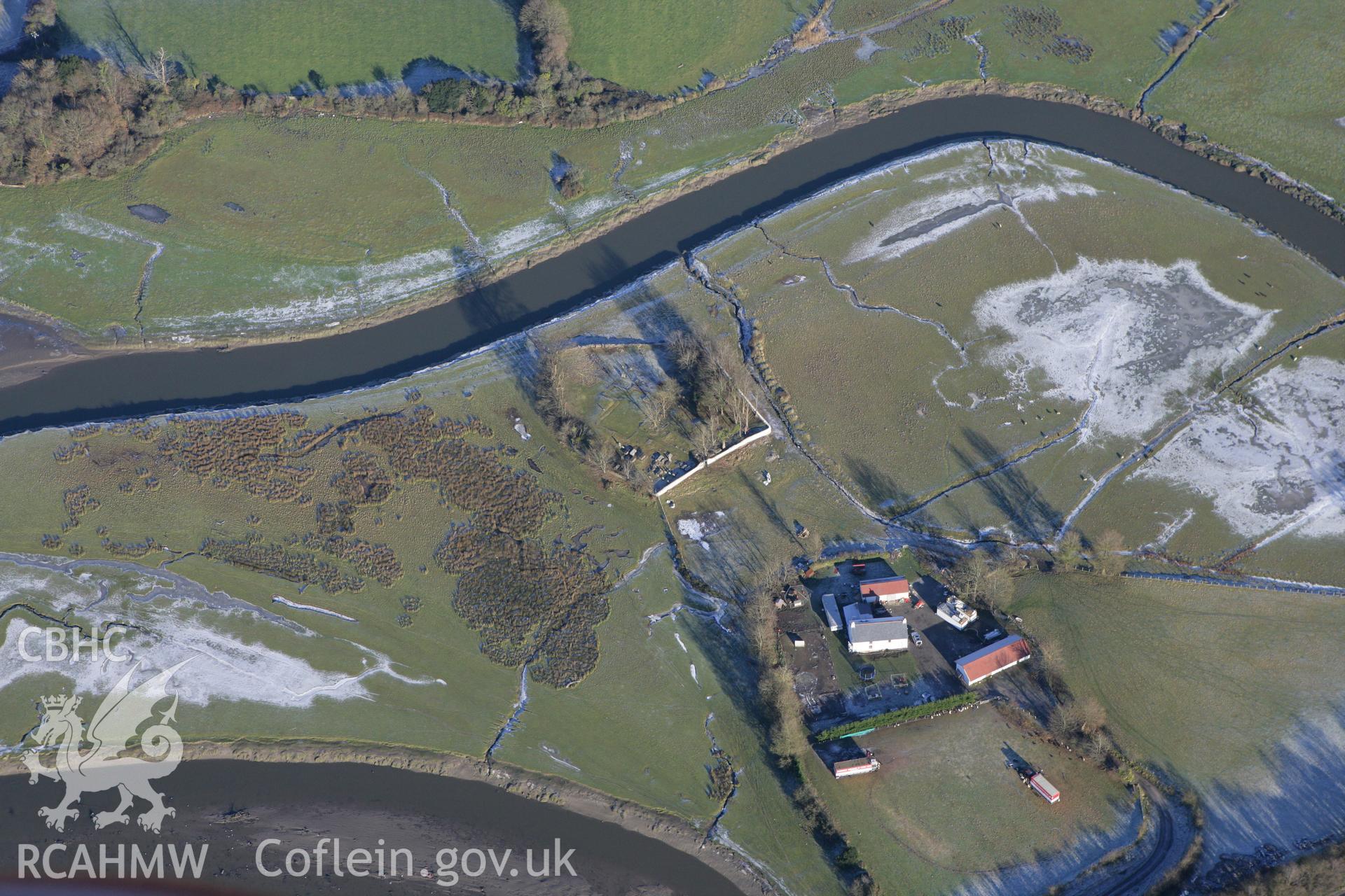 RCAHMW colour oblique photograph of St Teilo's Church (site of). Taken by Toby Driver on 08/12/2010.