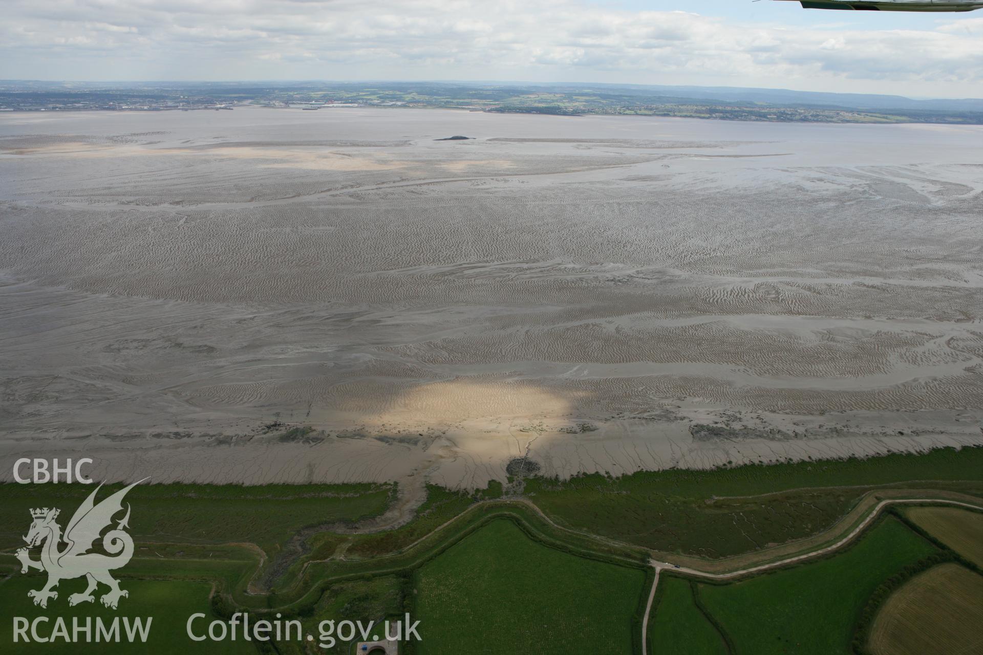 RCAHMW colour oblique photograph of the site of the Magor Pill wreck I. Taken by Toby Driver on 29/07/2010.