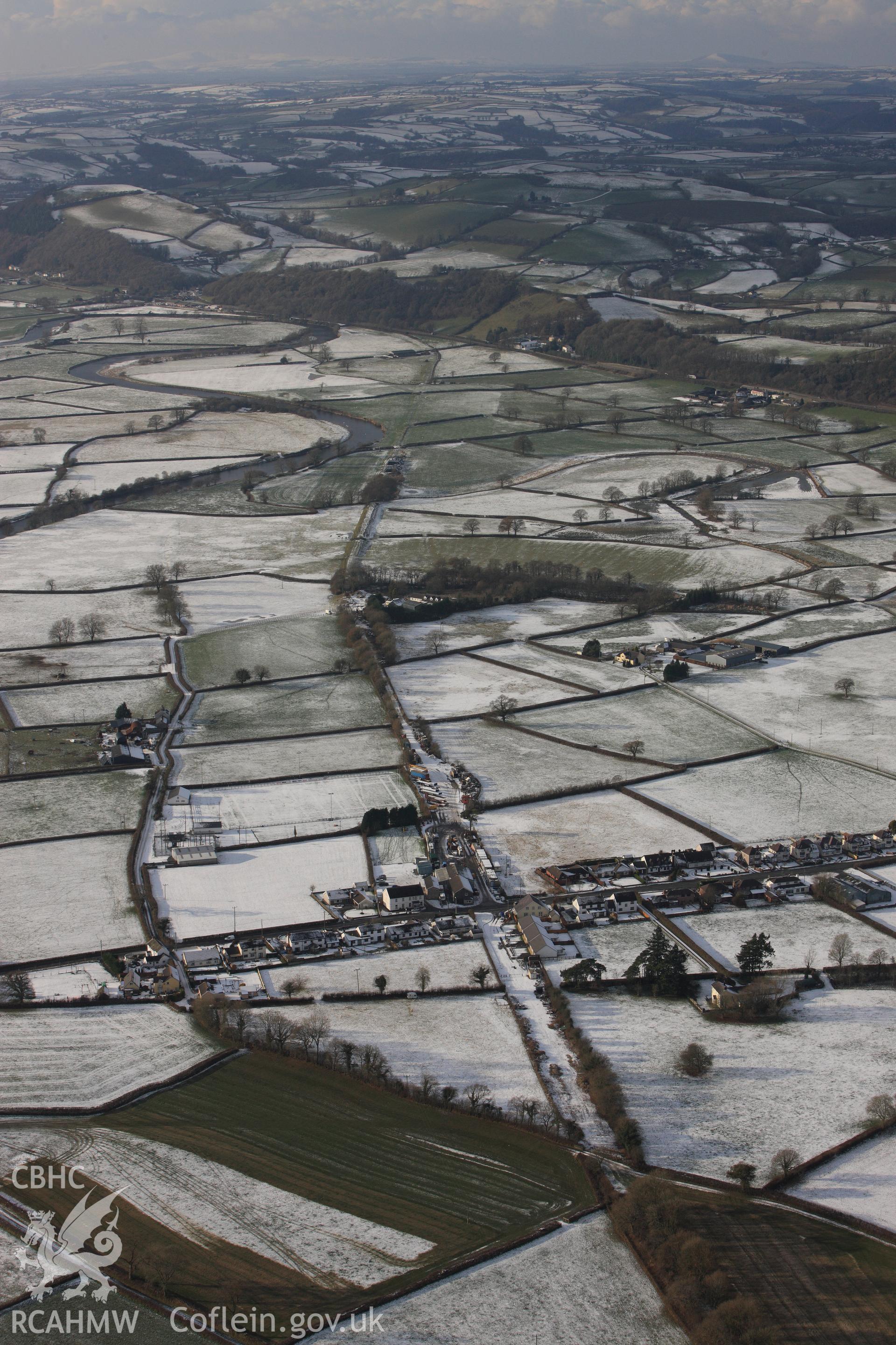 RCAHMW colour oblique photograph of Nantgaredig, landscape south of Ffynnon Newydd Henge. Taken by Toby Driver on 01/12/2010.