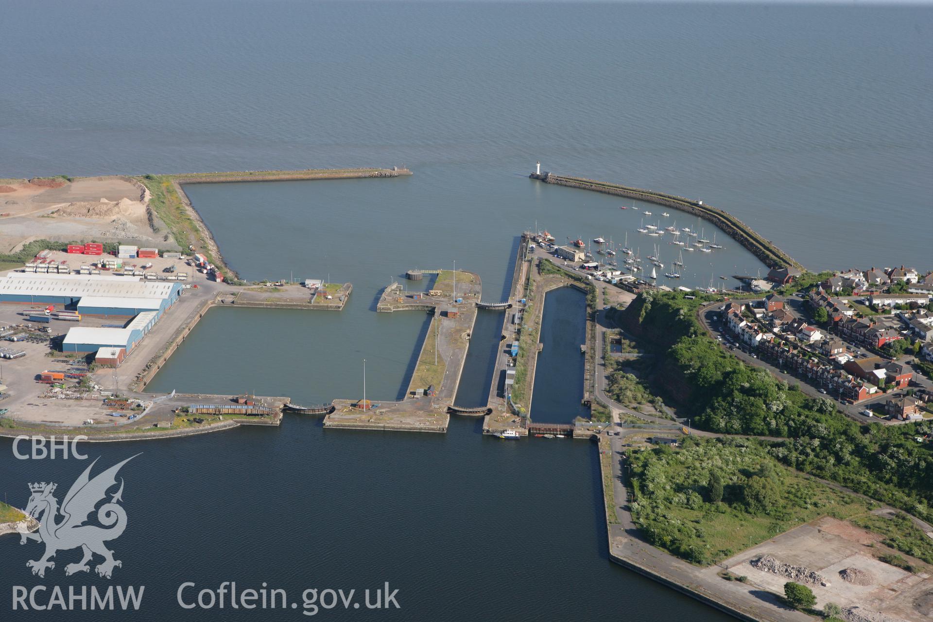 RCAHMW colour oblique photograph of Barry Docks, Barry. Taken by Toby Driver on 24/05/2010.