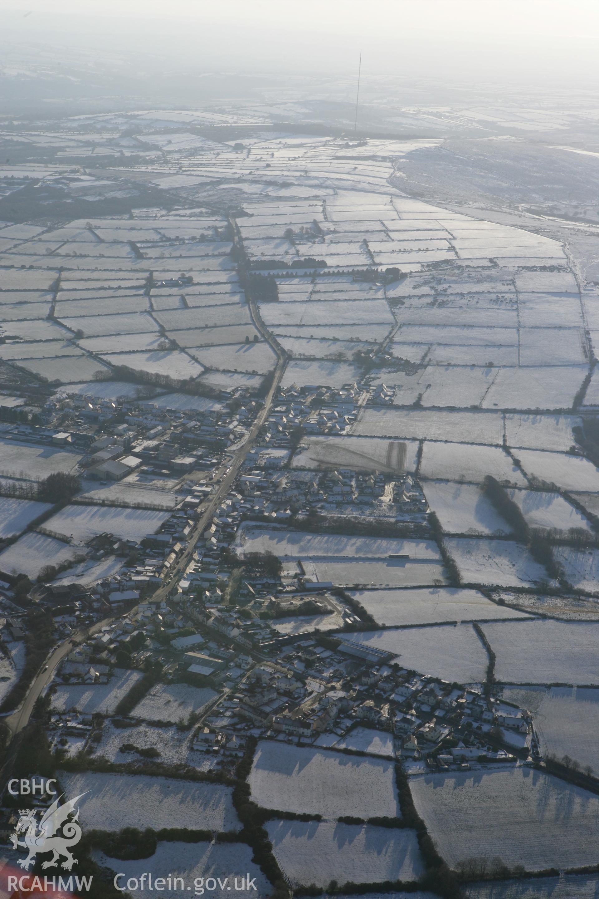 RCAHMW colour oblique photograph of Crymych, village. Taken by Toby Driver on 01/12/2010.