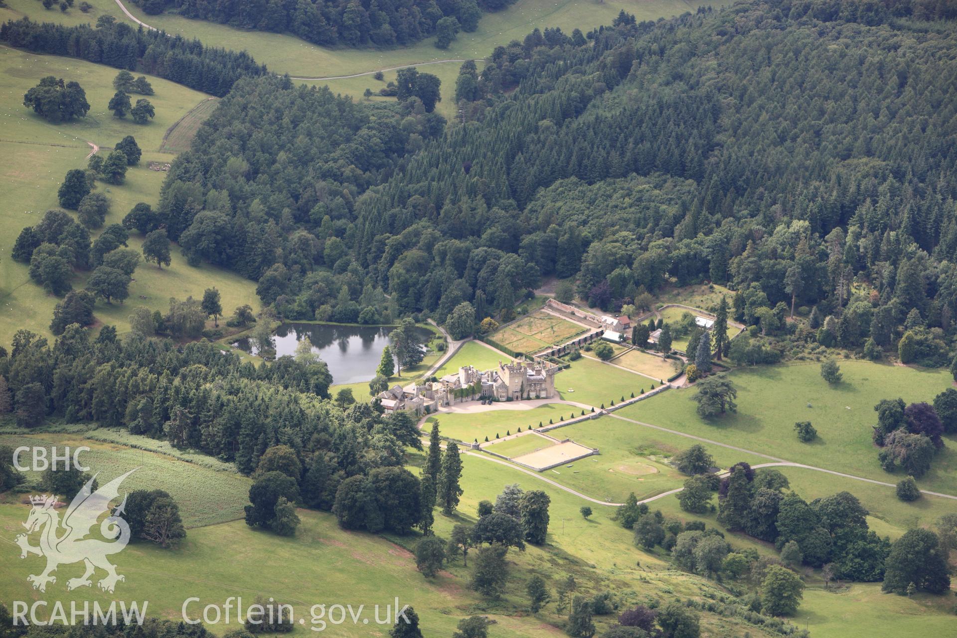 RCAHMW colour oblique photograph of Stanage Park House and Estate. Taken by Toby Driver on 21/07/2010.