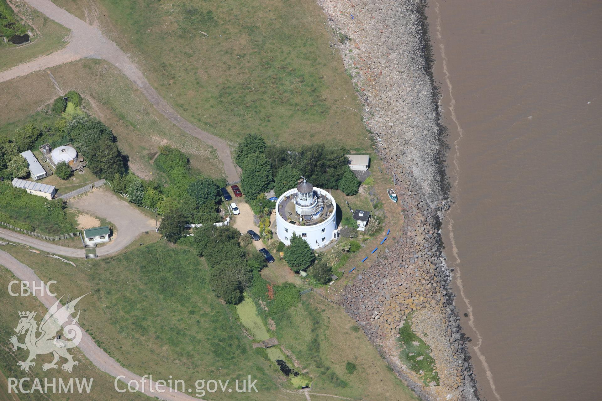 RCAHMW colour oblique photograph of West Usk Lighthouse, Uskmouth, Newport. Taken by Toby Driver on 21/06/2010.