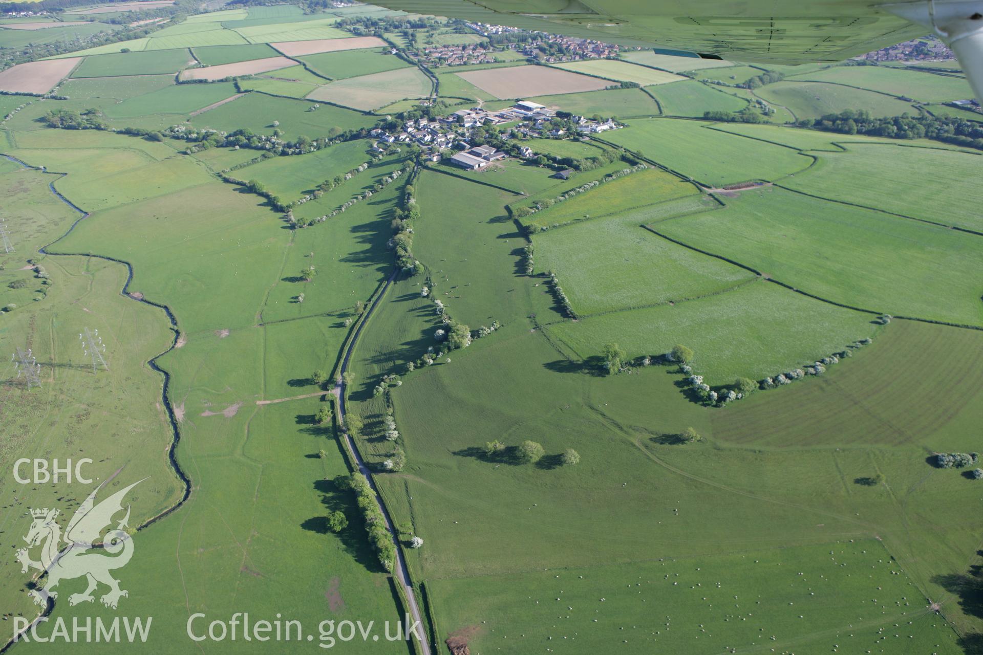 RCAHMW colour oblique photograph of Flemingstone enclosure. Taken by Toby Driver on 24/05/2010.