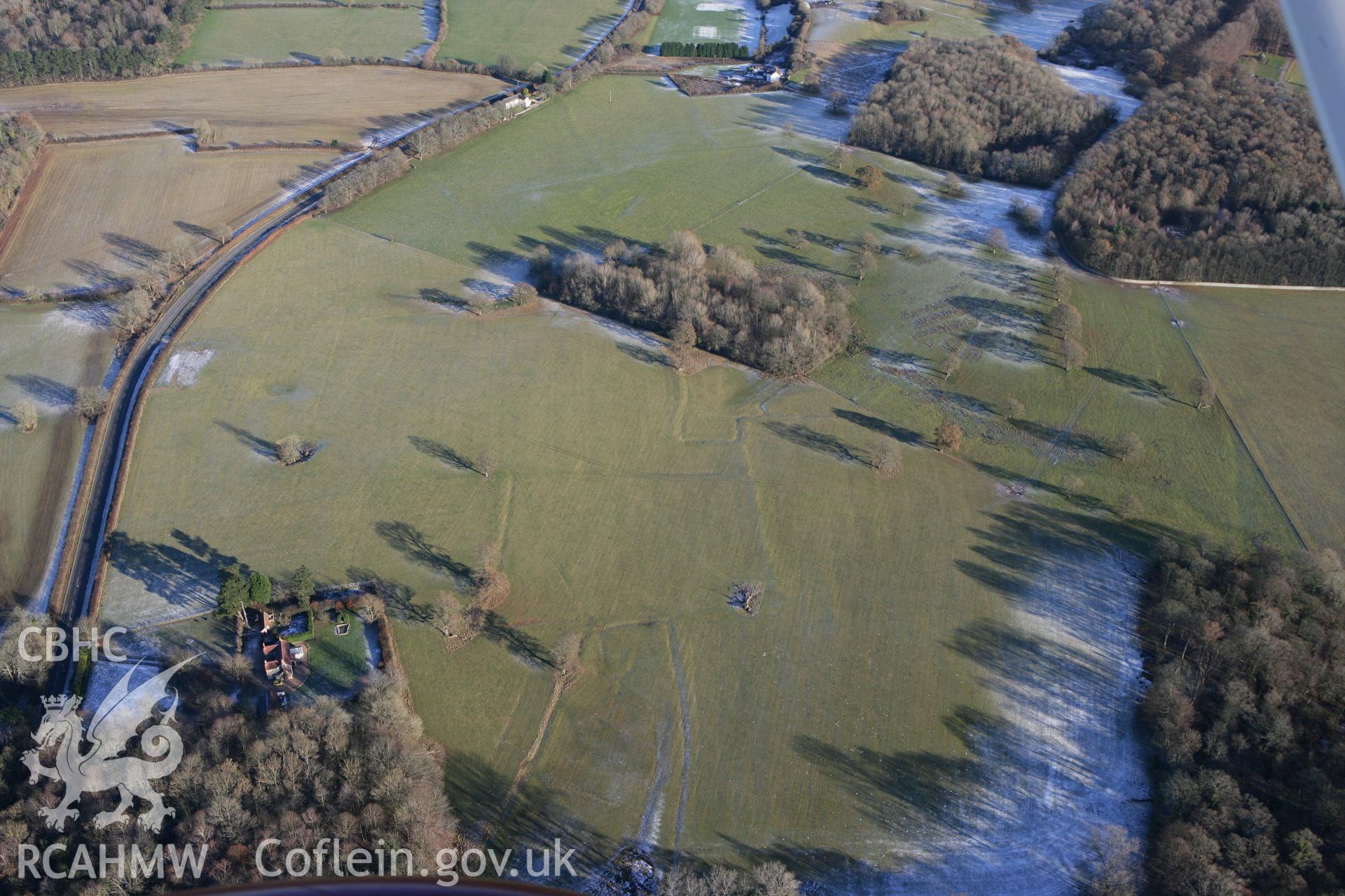 RCAHMW colour oblique photograph of Tregochas, earthworks of medieval field system. Taken by Toby Driver on 08/12/2010.