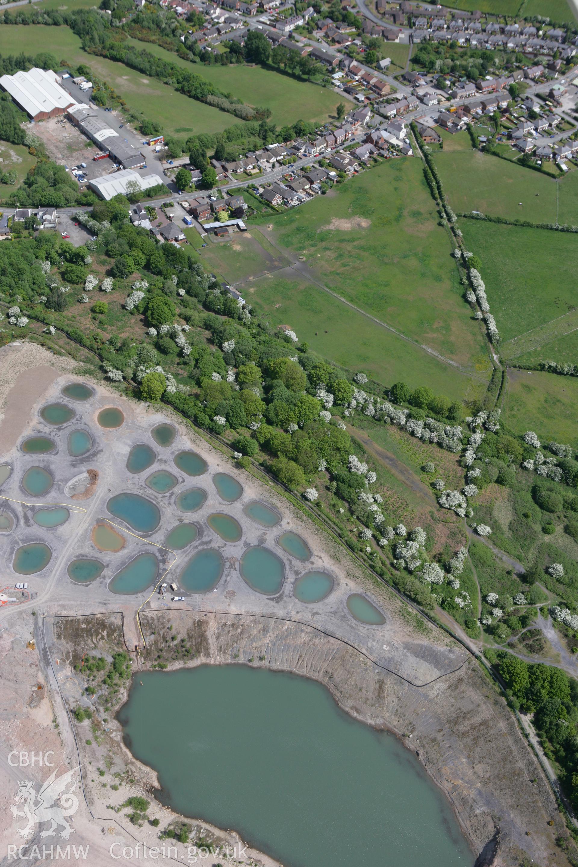 RCAHMW colour oblique photograph of Industrial Tramway, near Buckley, with gravel pits. Taken by Toby Driver on 27/05/2010.