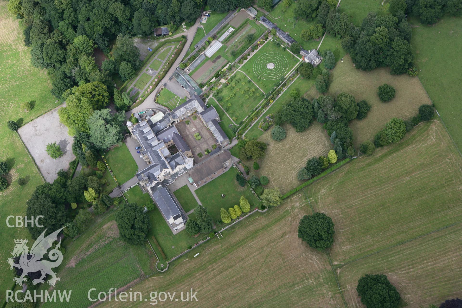 RCAHMW colour oblique photograph of Llantarnam Abbey and Gardens, Cwmbran. Taken by Toby Driver on 29/07/2010.