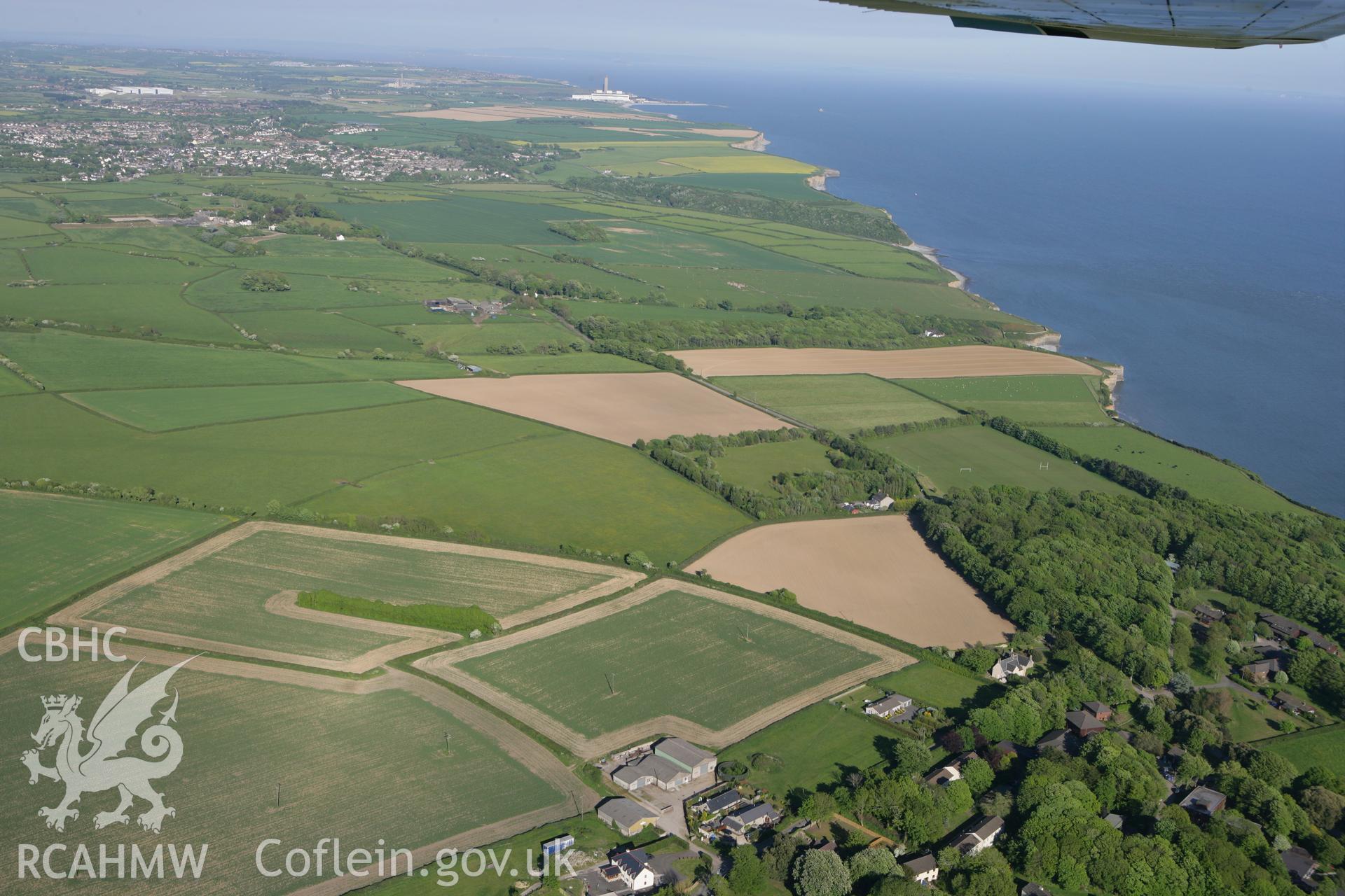 RCAHMW colour oblique photograph of Llantwit Major, looking east from St. Donat's. Taken by Toby Driver on 24/05/2010.