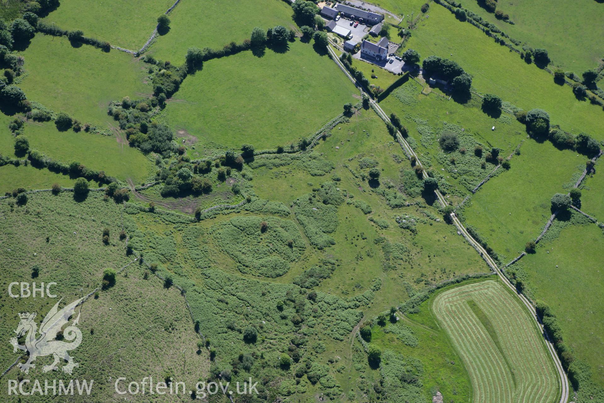 RCAHMW colour oblique photograph of Hafoty Wern Las Settlement. Taken by Toby Driver on 16/06/2010.