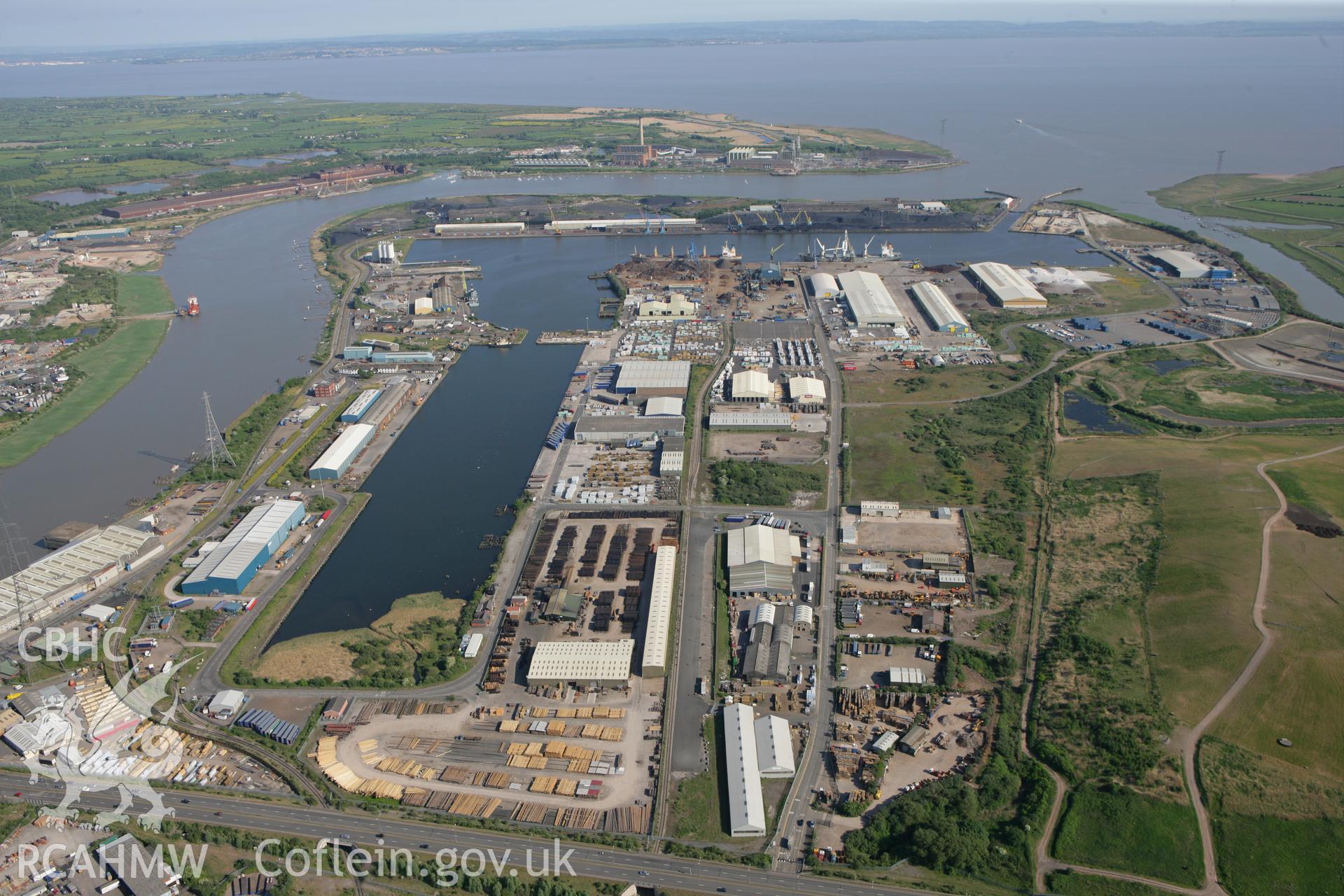 RCAHMW colour oblique photograph of Newport Docks. Taken by Toby Driver on 24/05/2010.