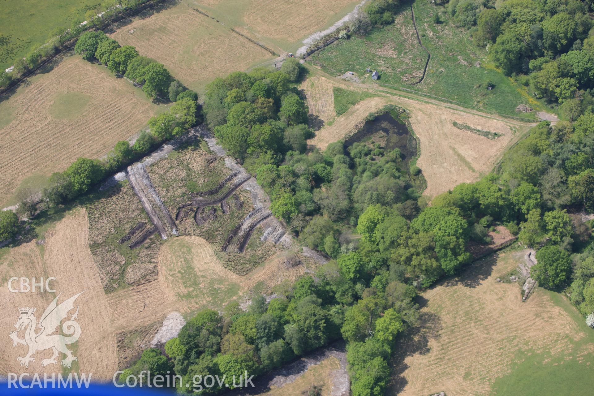 RCAHMW colour oblique photograph of Llanllyr, fields to west of house. Taken by Toby Driver on 25/05/2010.