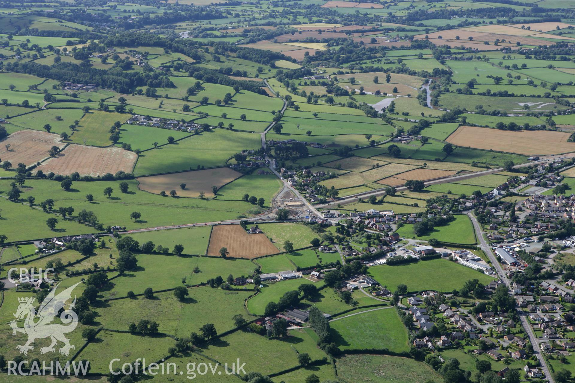 RCAHMW colour oblique photograph of Offa's Dyke, section extending 3000m south-east to Bele Brook, Llandrinio. Taken by Toby Driver on 21/07/2010.