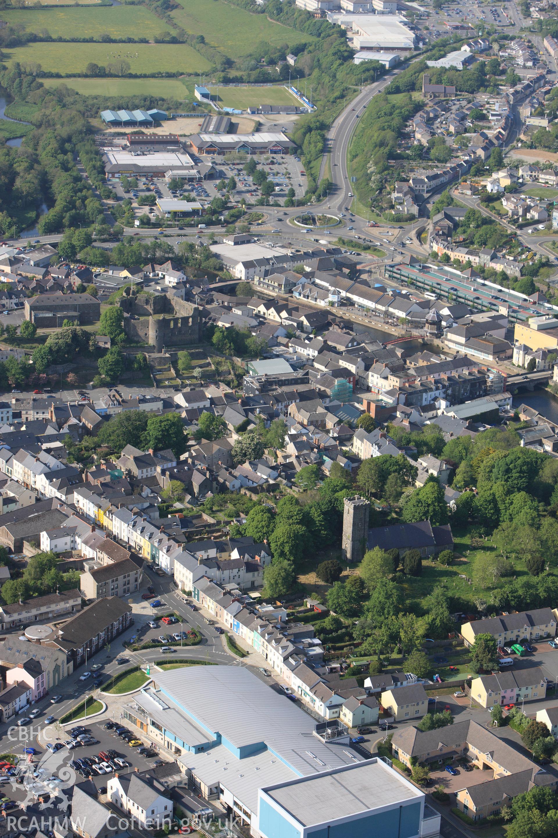 RCAHMW colour oblique photograph of Haverfordwest Town. Taken by Toby Driver on 25/05/2010.