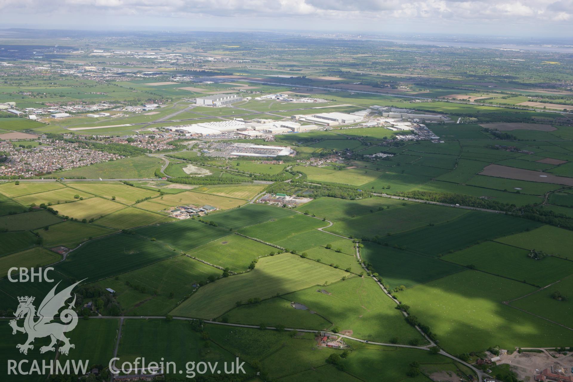 RCAHMW colour oblique photograph of Hawarden Airport, from the south. Taken by Toby Driver on 27/05/2010.