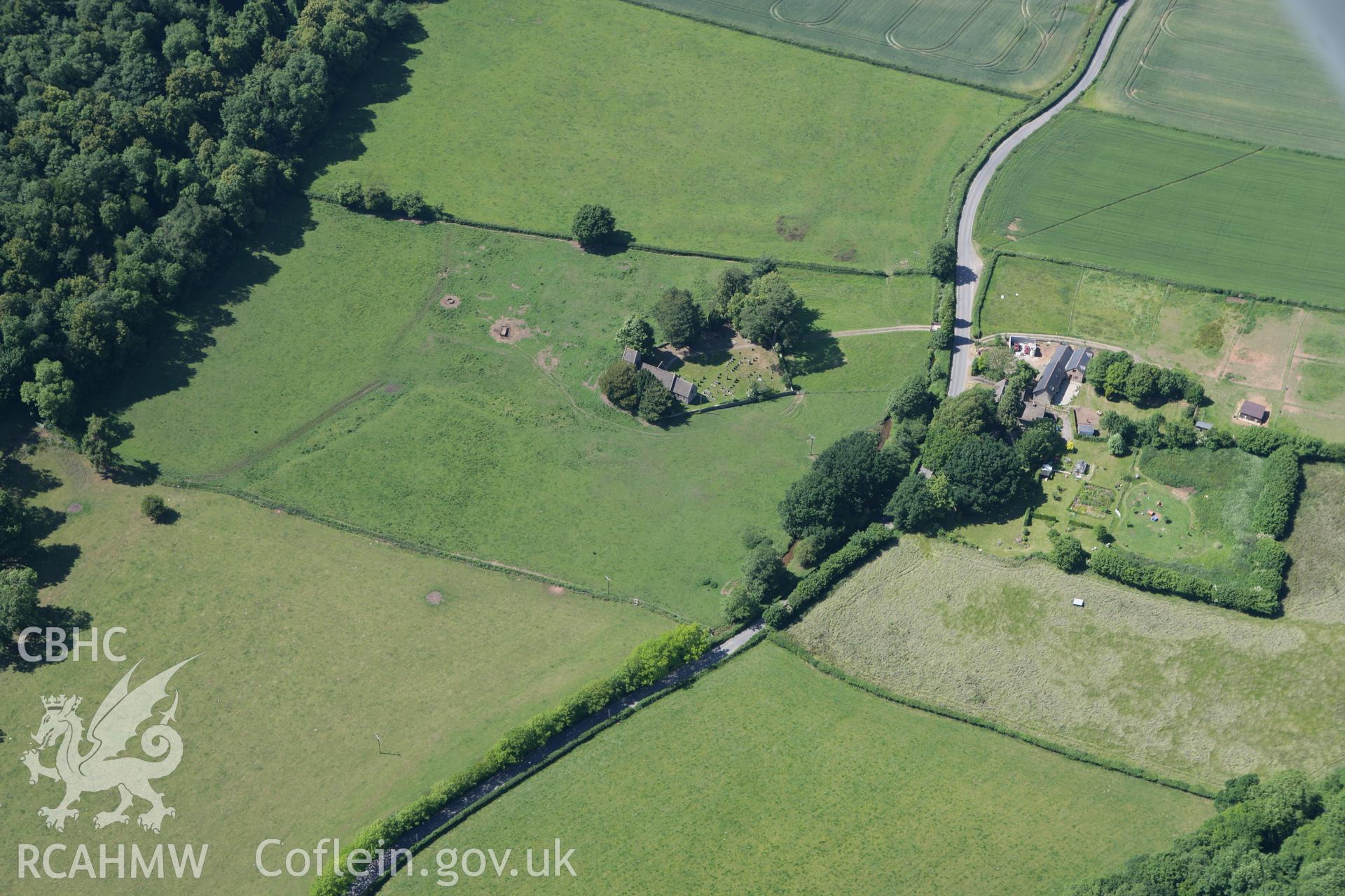 RCAHMW colour oblique photograph of St Brides Netherwent Deserted Rural Settlement. Taken by Toby Driver on 21/06/2010.