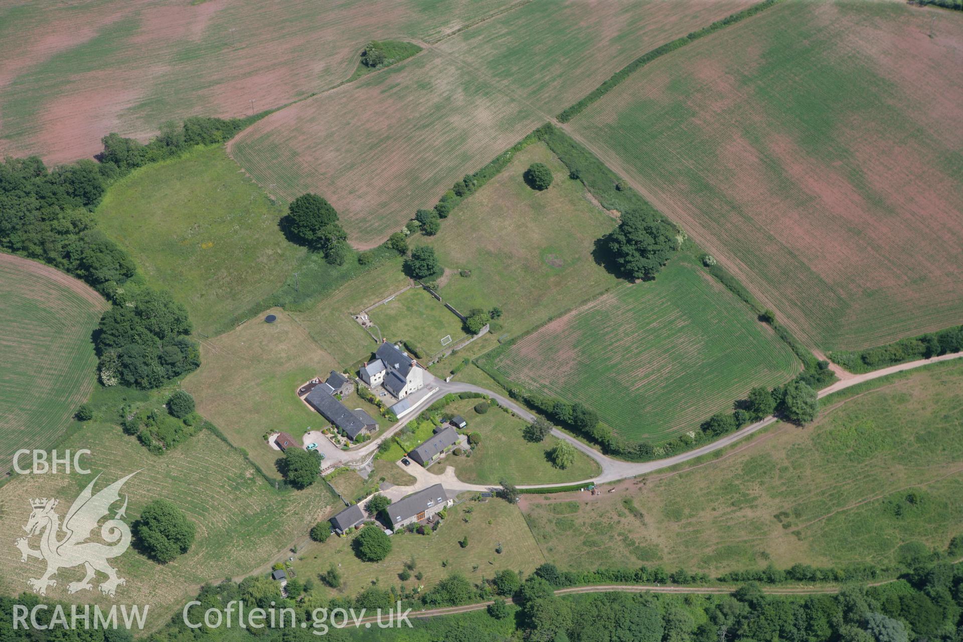 RCAHMW colour oblique photograph of Penrhos Camp, Civil War earthworks. Taken by Toby Driver on 21/06/2010.