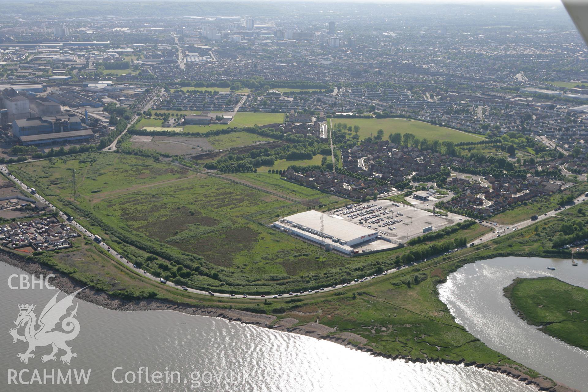 RCAHMW colour oblique photograph of Cardiff Muncipal Airport (Splott Aerodrome). Taken by Toby Driver on 24/05/2010.