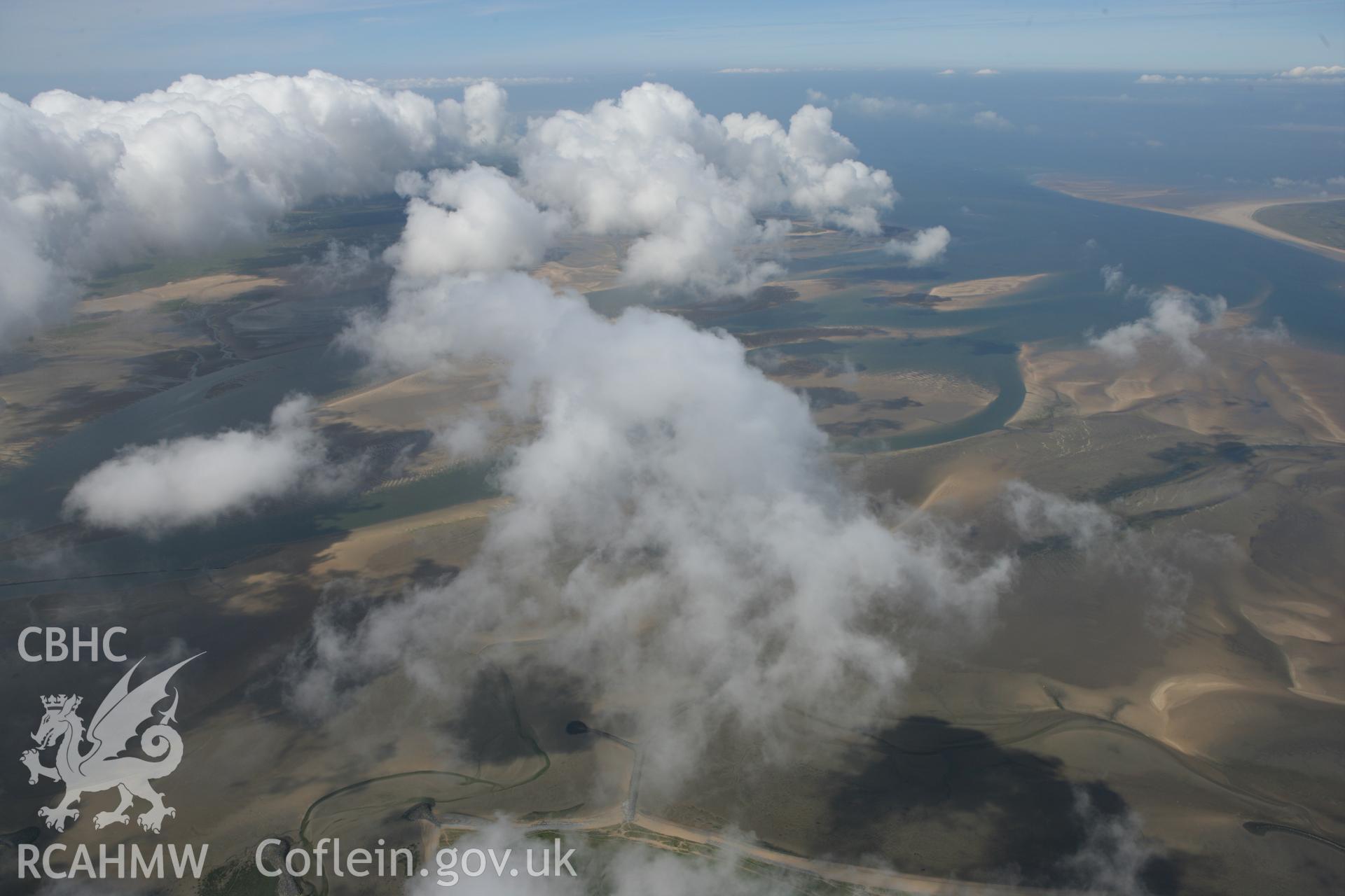 RCAHMW colour oblique photograph of Loughor estuary, looking west from Machynys. Taken by Toby Driver on 22/06/2010.