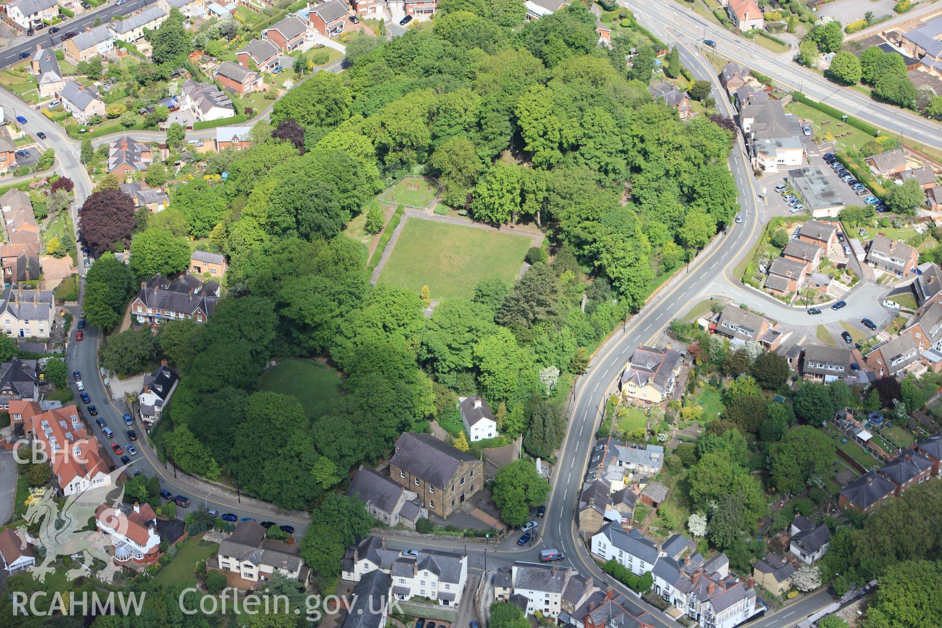 RCAHMW colour oblique photograph of Mold Castle. Taken by Toby Driver on 27/05/2010.