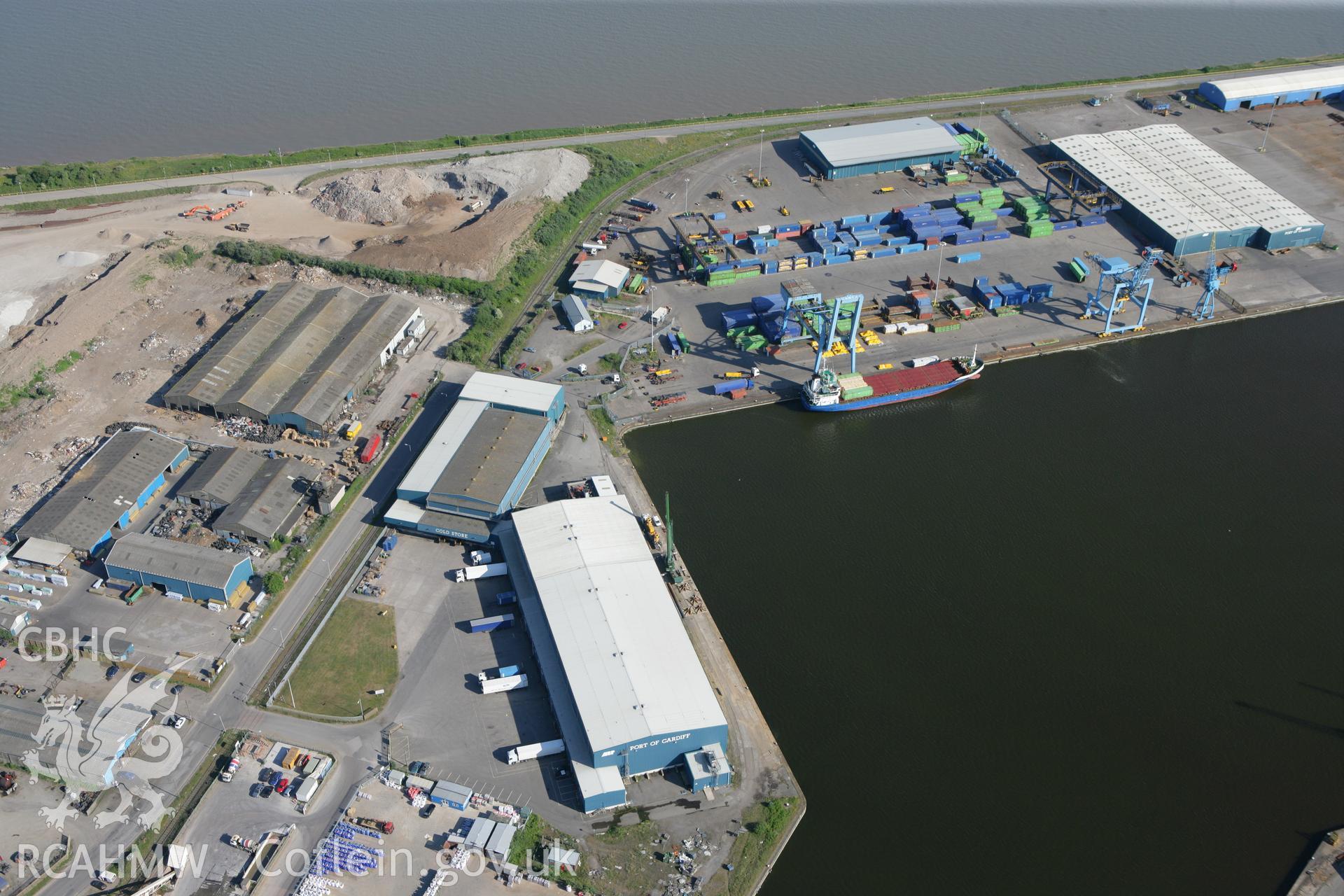 RCAHMW colour oblique photograph of Queen Alexandra Dock, Cardiff Docks. Taken by Toby Driver on 24/05/2010.