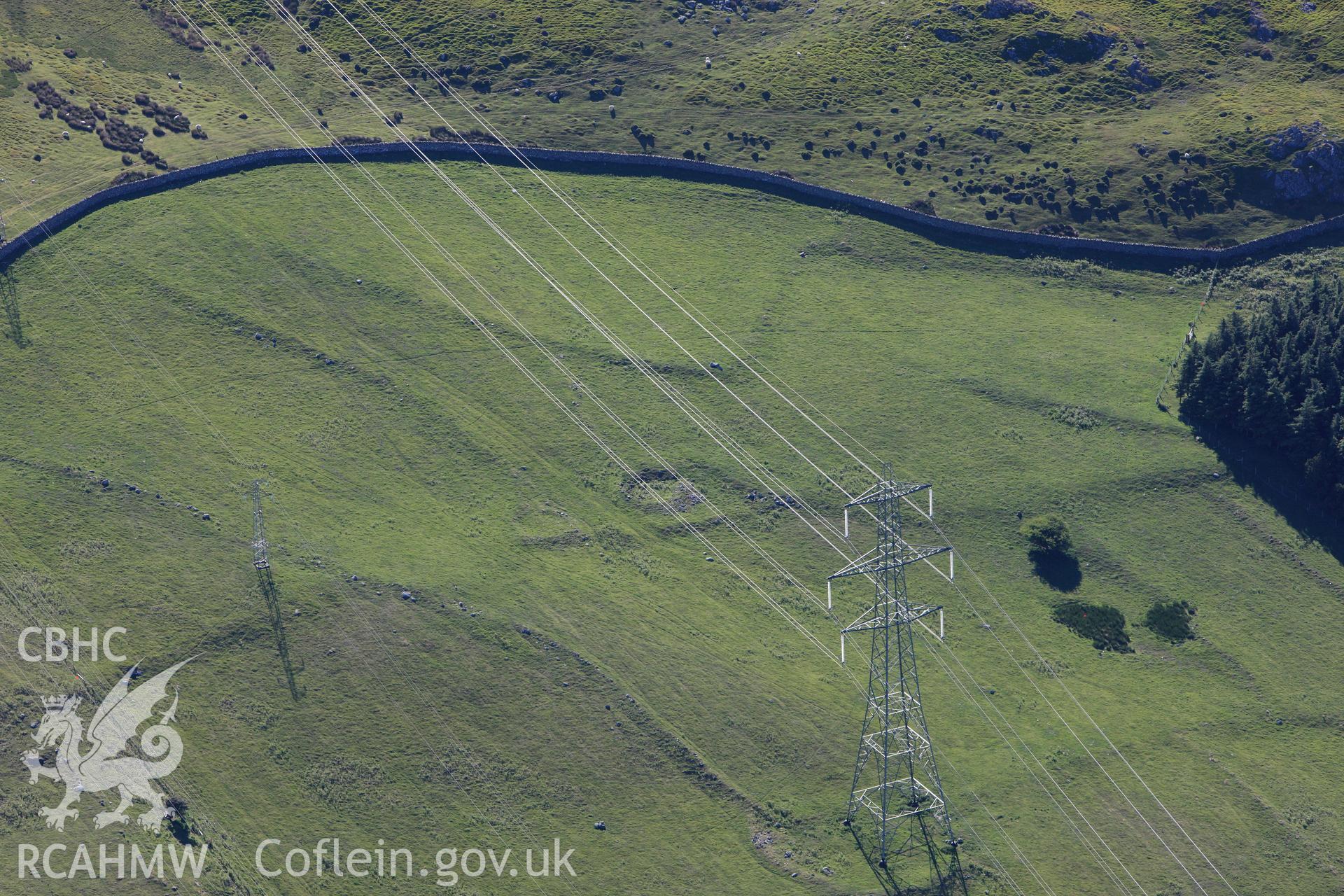 RCAHMW colour oblique photograph of enclosed hut group, Cae'r Mynydd. Taken by Toby Driver on 16/06/2010.