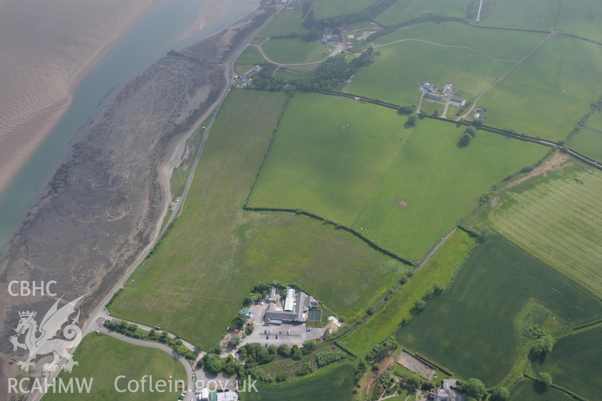 RCAHMW colour oblique photograph of Taicochion, Roman settlement, fields and foreshore near. Taken by Toby Driver on 10/06/2010.