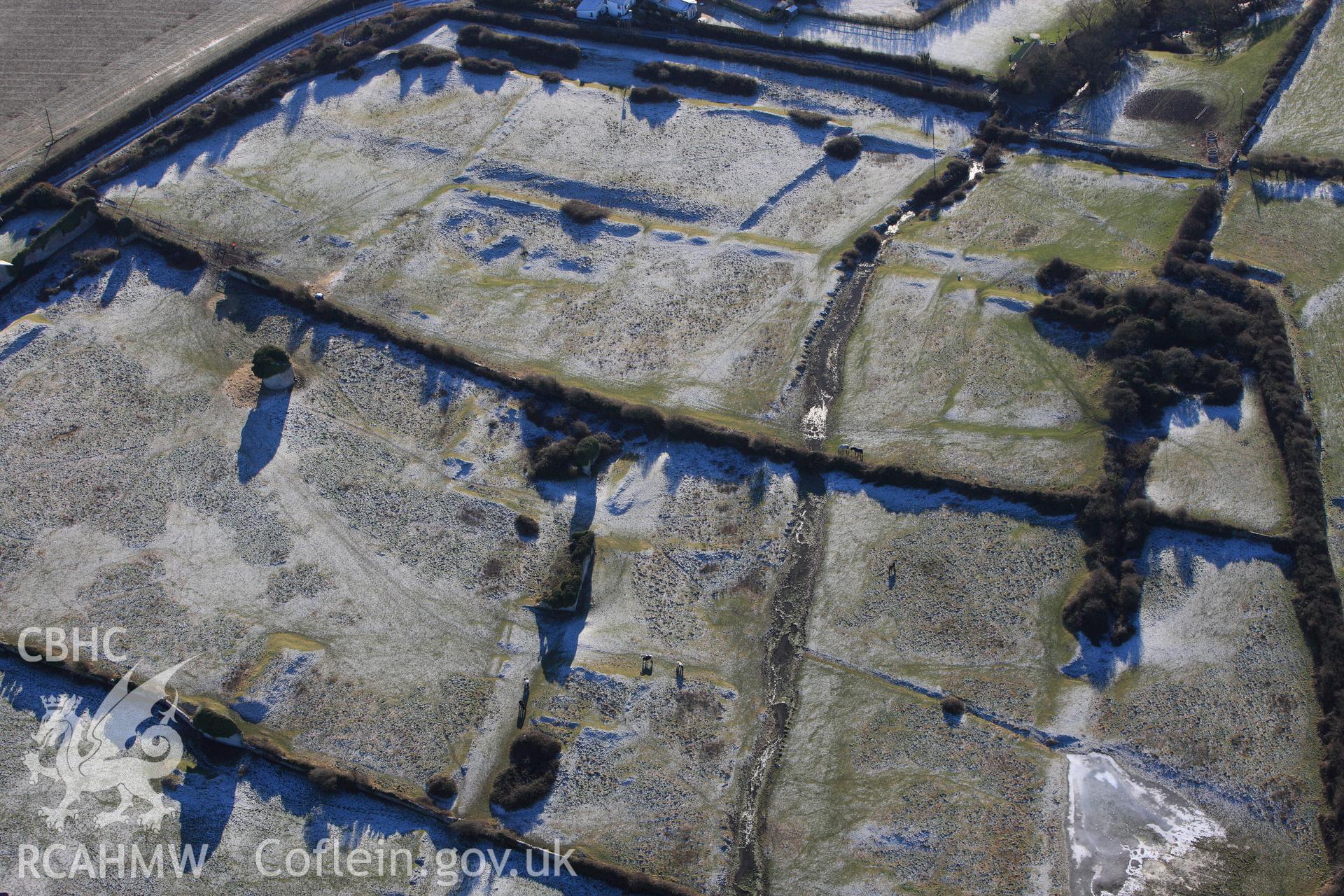 RCAHMW colour oblique photograph of Monknash Grange, with frost. Taken by Toby Driver on 08/12/2010.