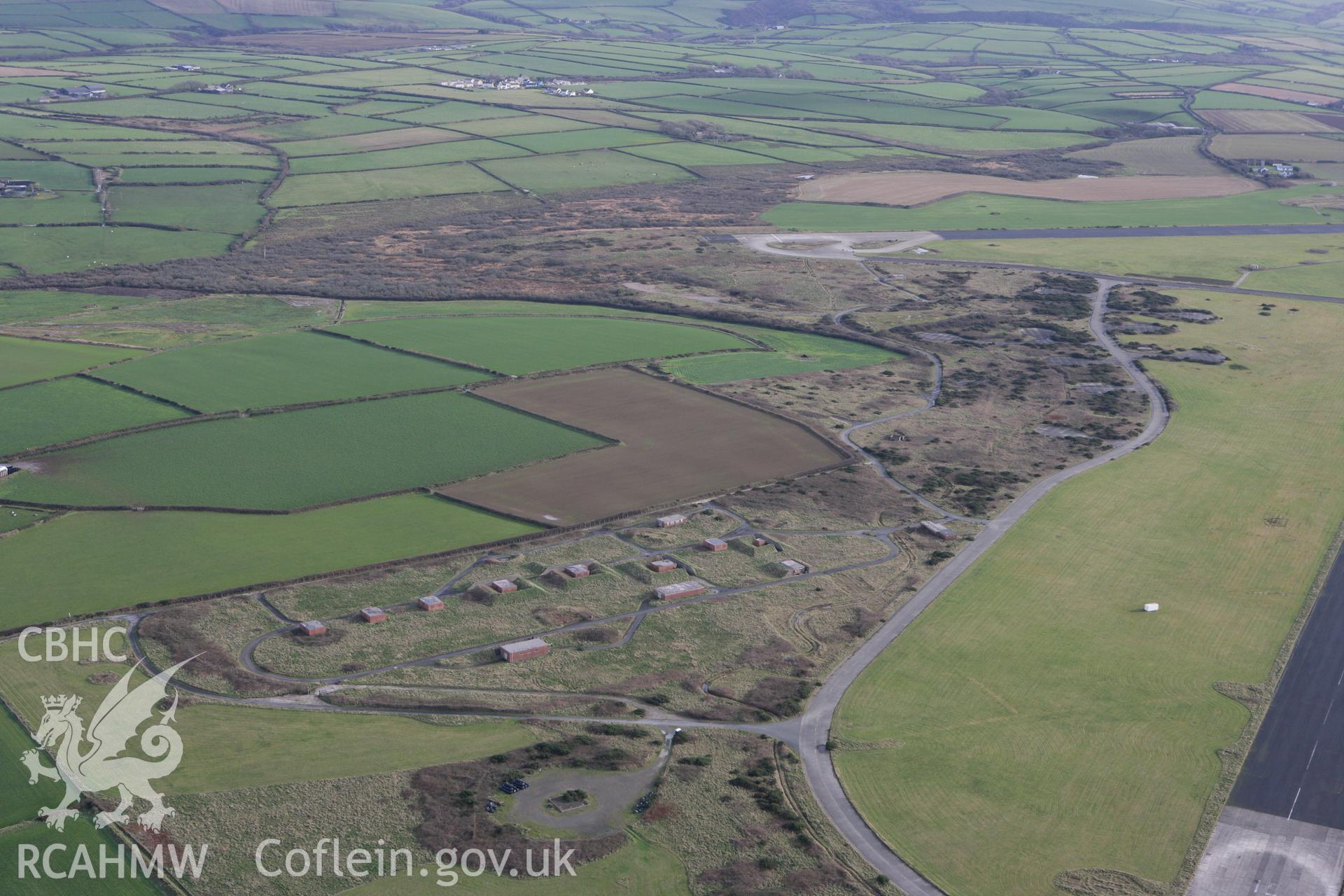 RCAHMW colour oblique photograph of Brawdy Airfield (disused). Taken by Toby Driver on 16/11/2010.