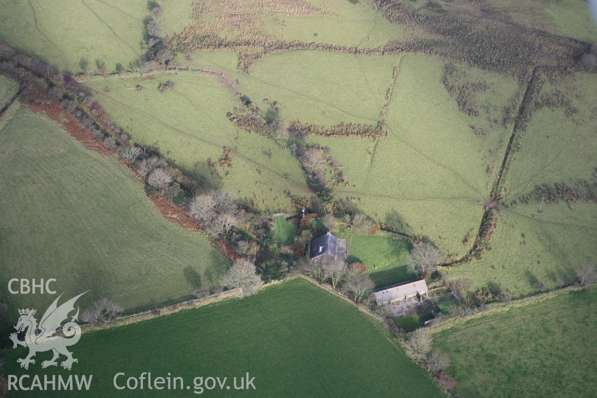 RCAHMW colour oblique photograph of Penparke Pillar Stone, Brynberian. Taken by Toby Driver on 16/11/2010.