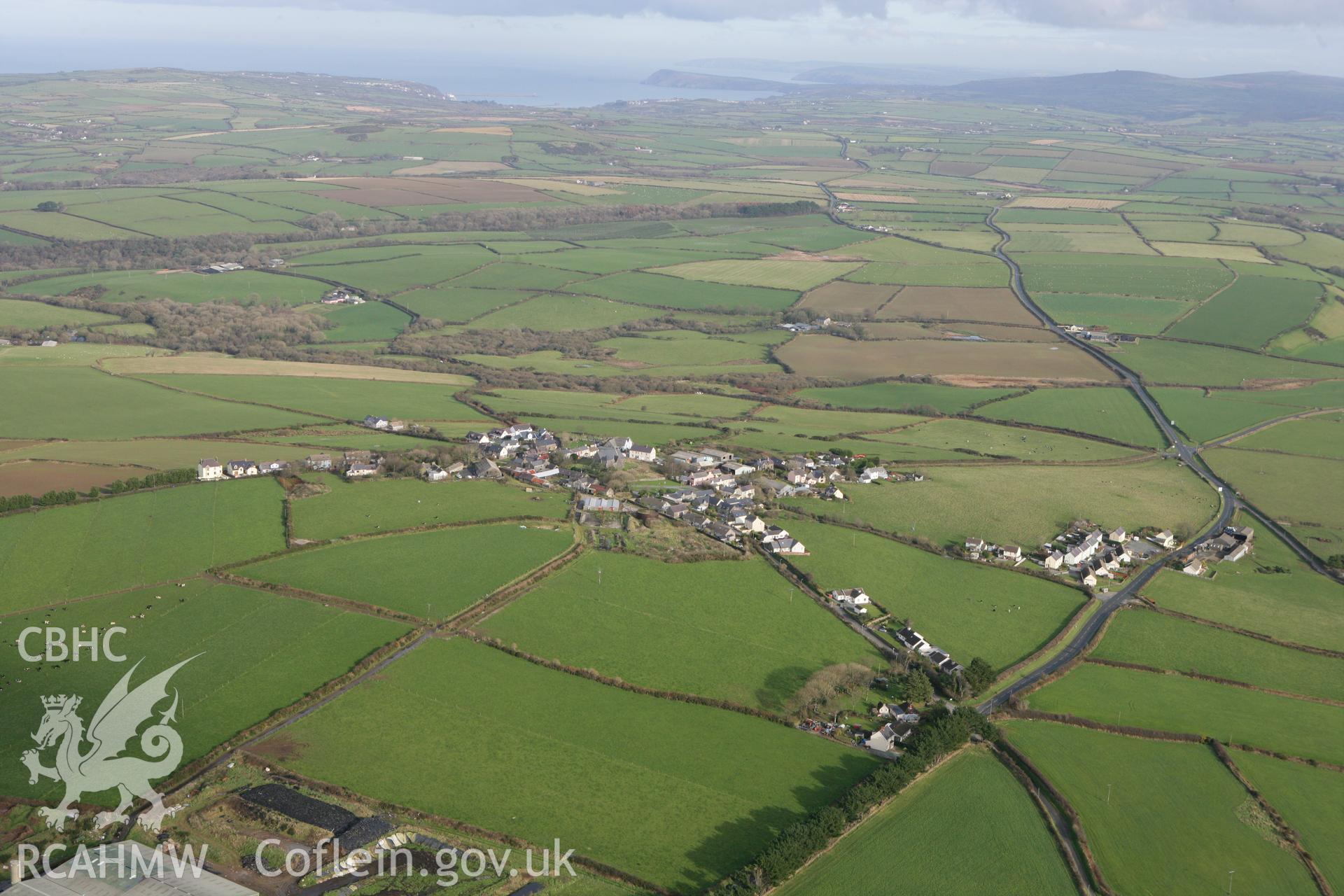 RCAHMW colour oblique photograph of Mathry village, from the south. Taken by Toby Driver on 16/11/2010.