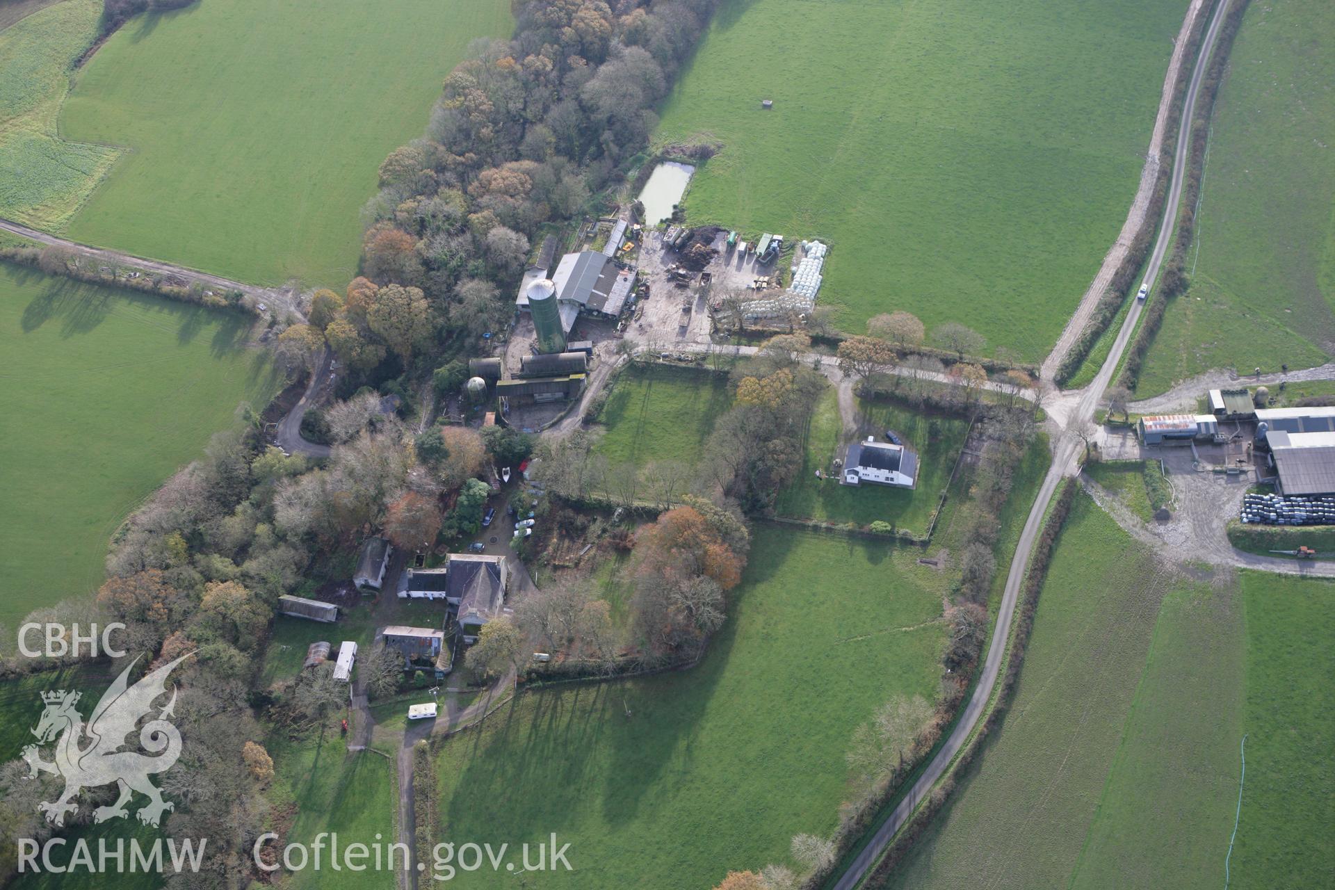 RCAHMW colour oblique photograph of Trefach farmhouse. Taken by Toby Driver on 16/11/2010.