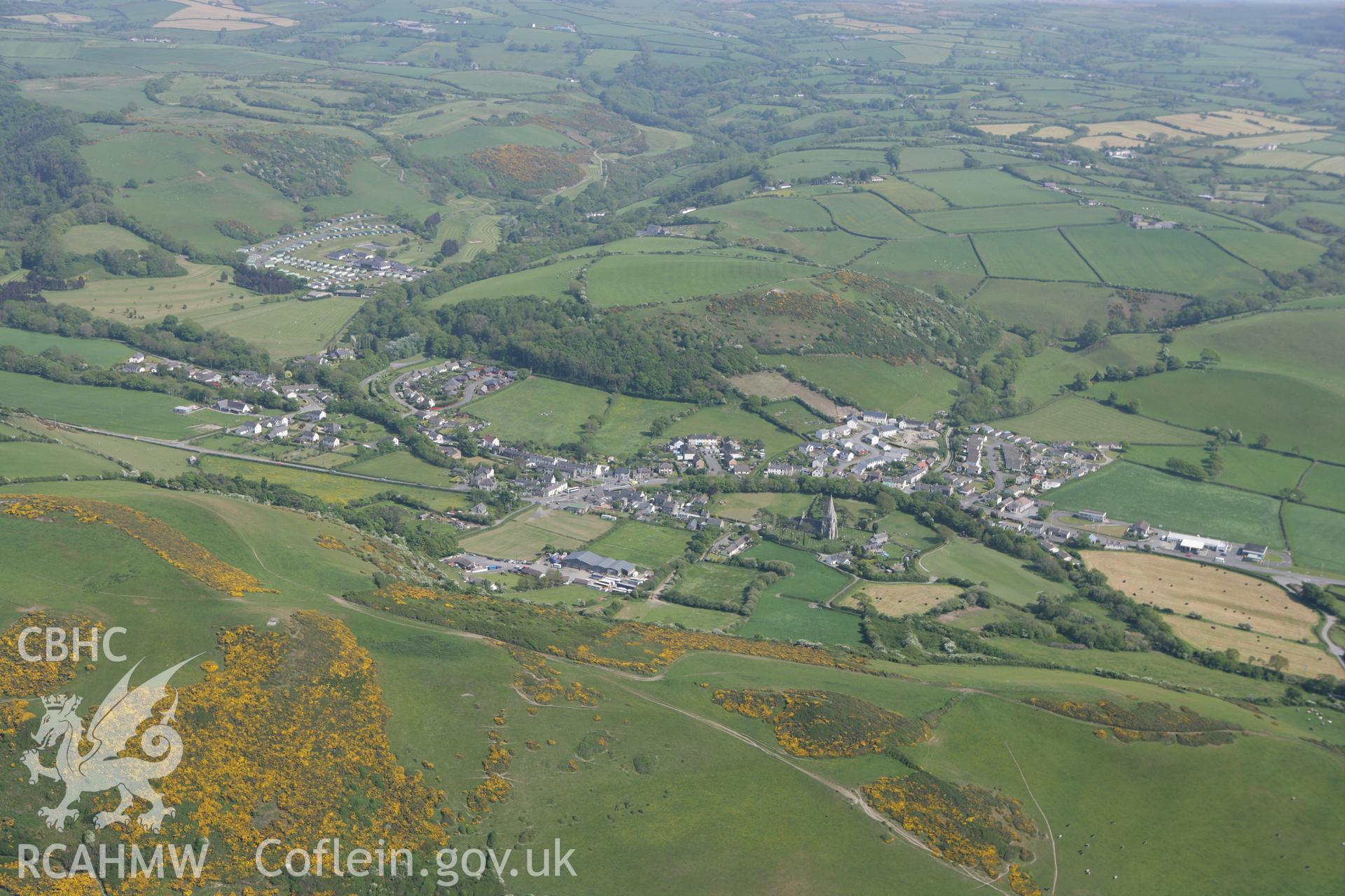 RCAHMW colour oblique photograph of Llanrhystud. Taken by Toby Driver on 25/05/2010.