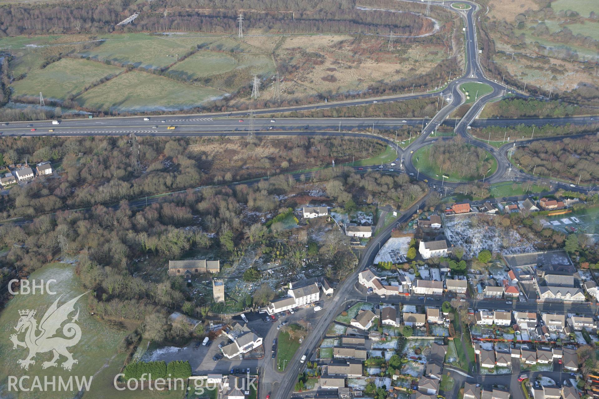 RCAHMW colour oblique photograph of Llangyfelach. Taken by Toby Driver on 01/12/2010.