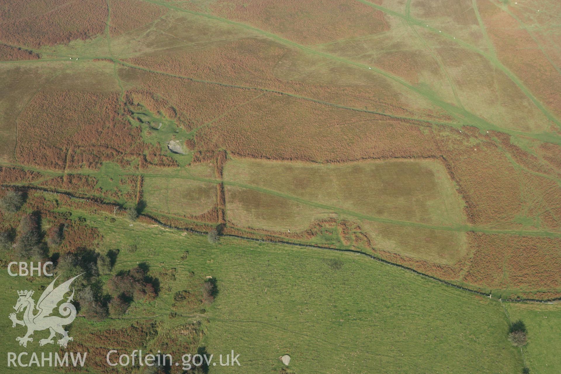 RCAHMW colour oblique photograph of Llanbedr Hill Platform House. Taken by Toby Driver on 13/10/2010.