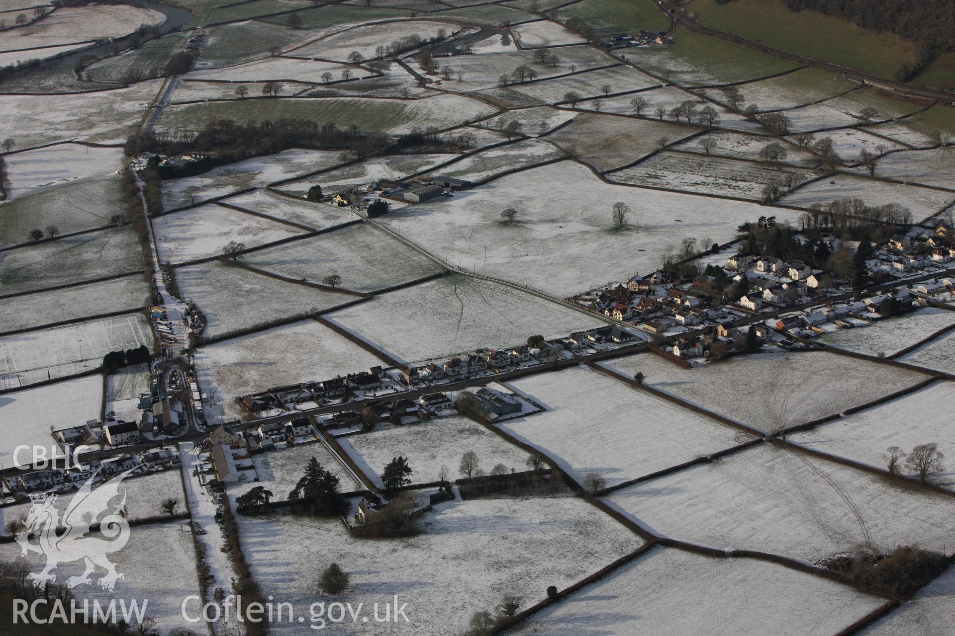 RCAHMW colour oblique photograph of Ffynnon Newydd Henge, Nantgaredig, looking west. Taken by Toby Driver on 01/12/2010.