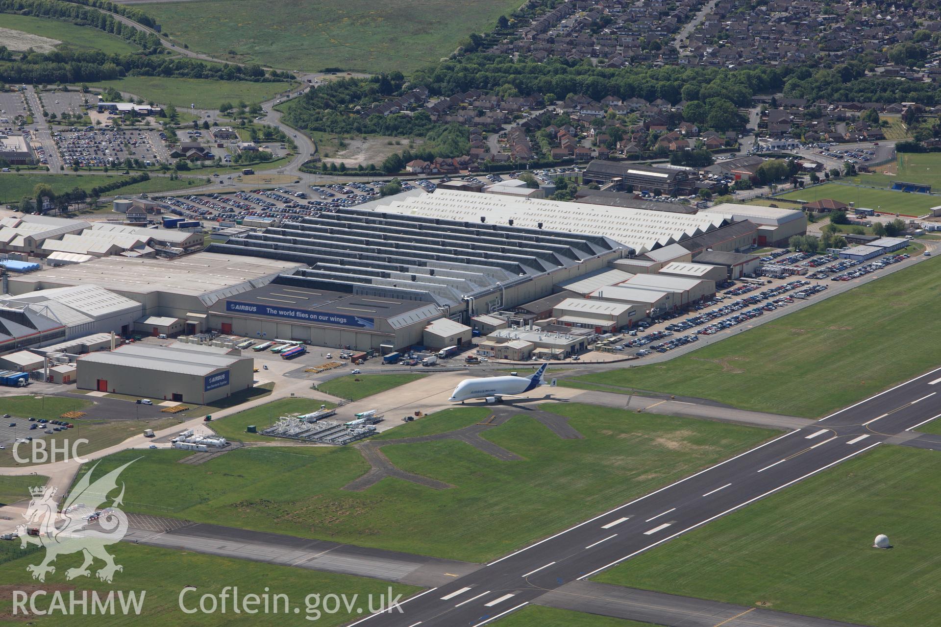 RCAHMW colour oblique photograph of Harwarden Aircraft factory. Taken by Toby Driver on 27/05/2010.