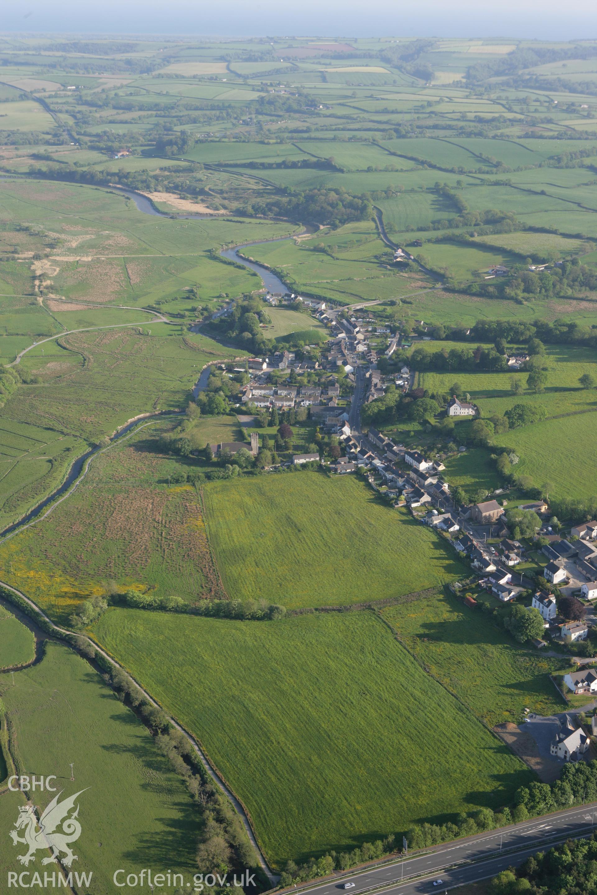 RCAHMW colour oblique photograph of St Clears. Taken by Toby Driver on 24/05/2010.