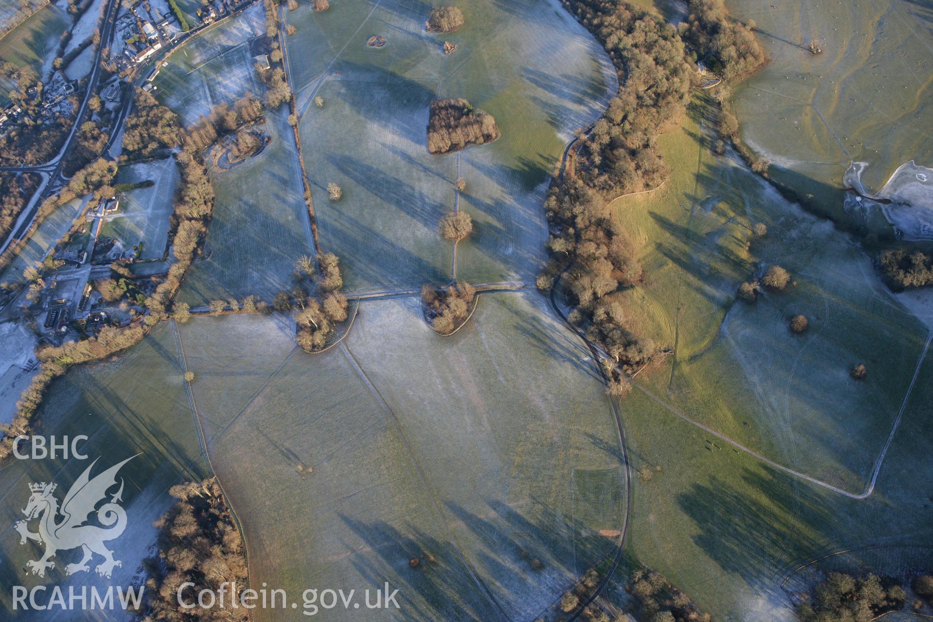 RCAHMW colour oblique photograph of Dinefwr Park Roman forts, Llandeilo. Taken by Toby Driver on 08/12/2010.