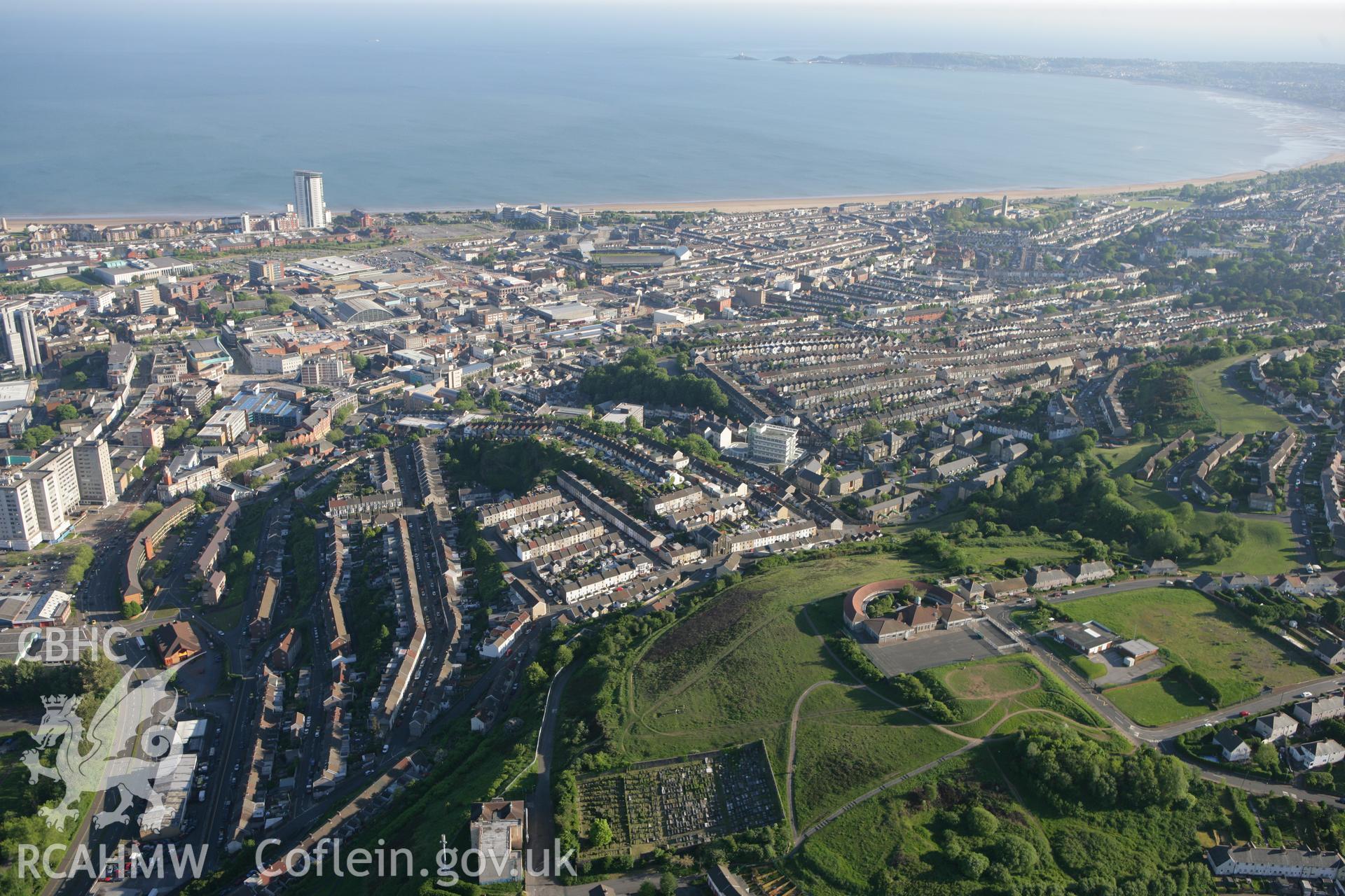 RCAHMW colour oblique photograph of Swansea, looking  south towards the Meridian Quay Development. Taken by Toby Driver on 24/05/2010.