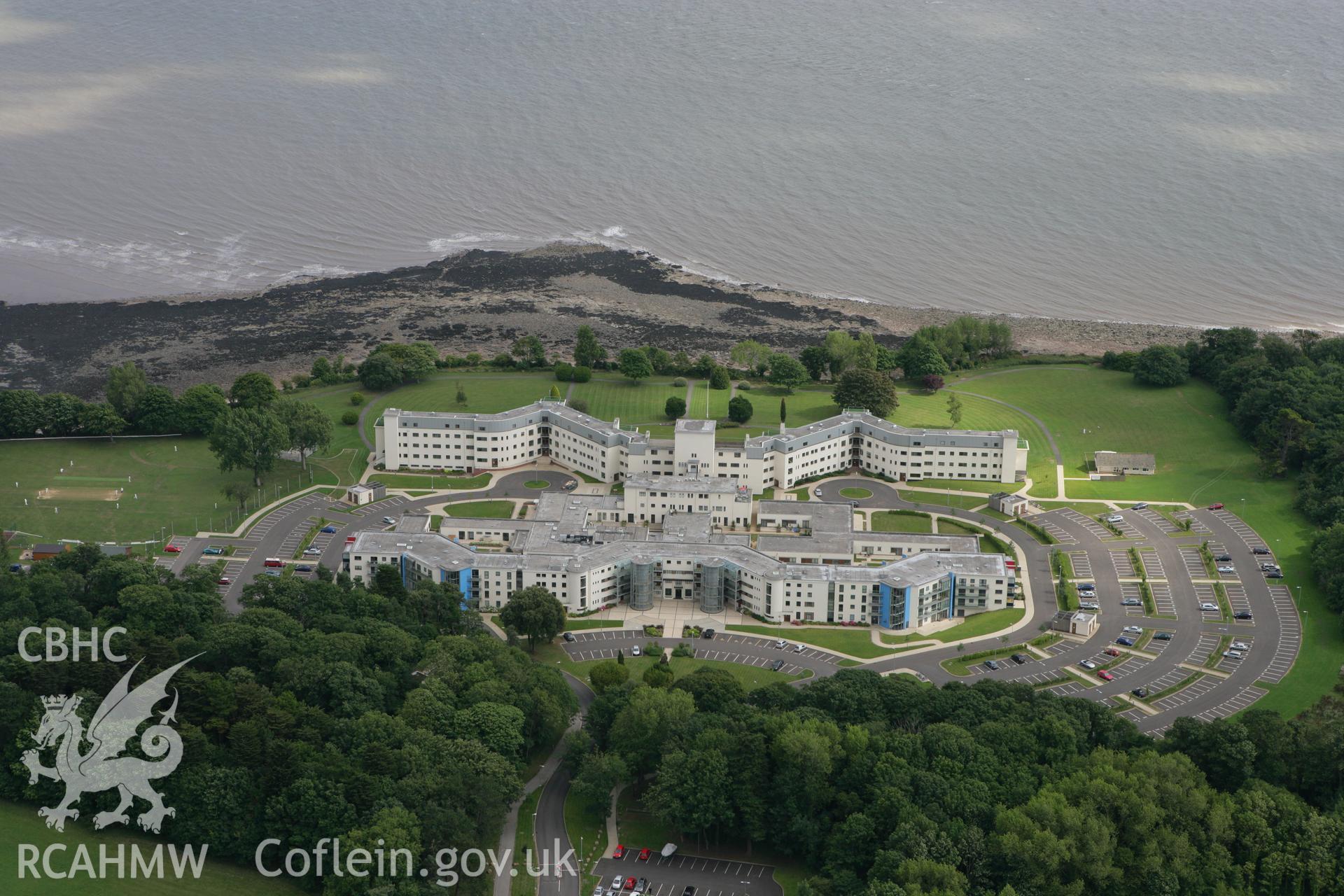 RCAHMW colour oblique photograph of Sully Hospital. Taken by Toby Driver on 29/07/2010.