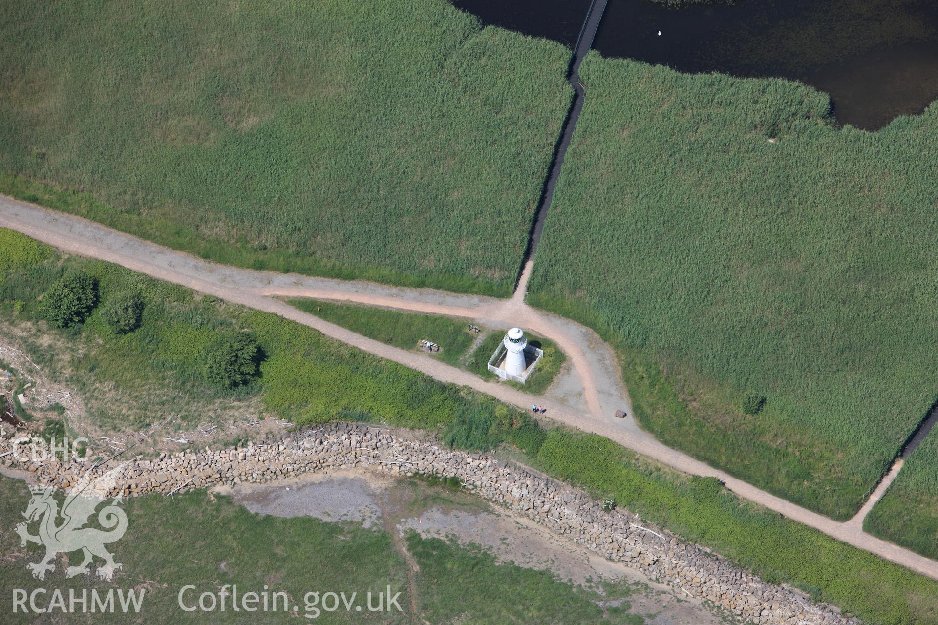 RCAHMW colour oblique photograph of East Usk Lighthouse, Uskmouth, Newport. Taken by Toby Driver on 21/06/2010.